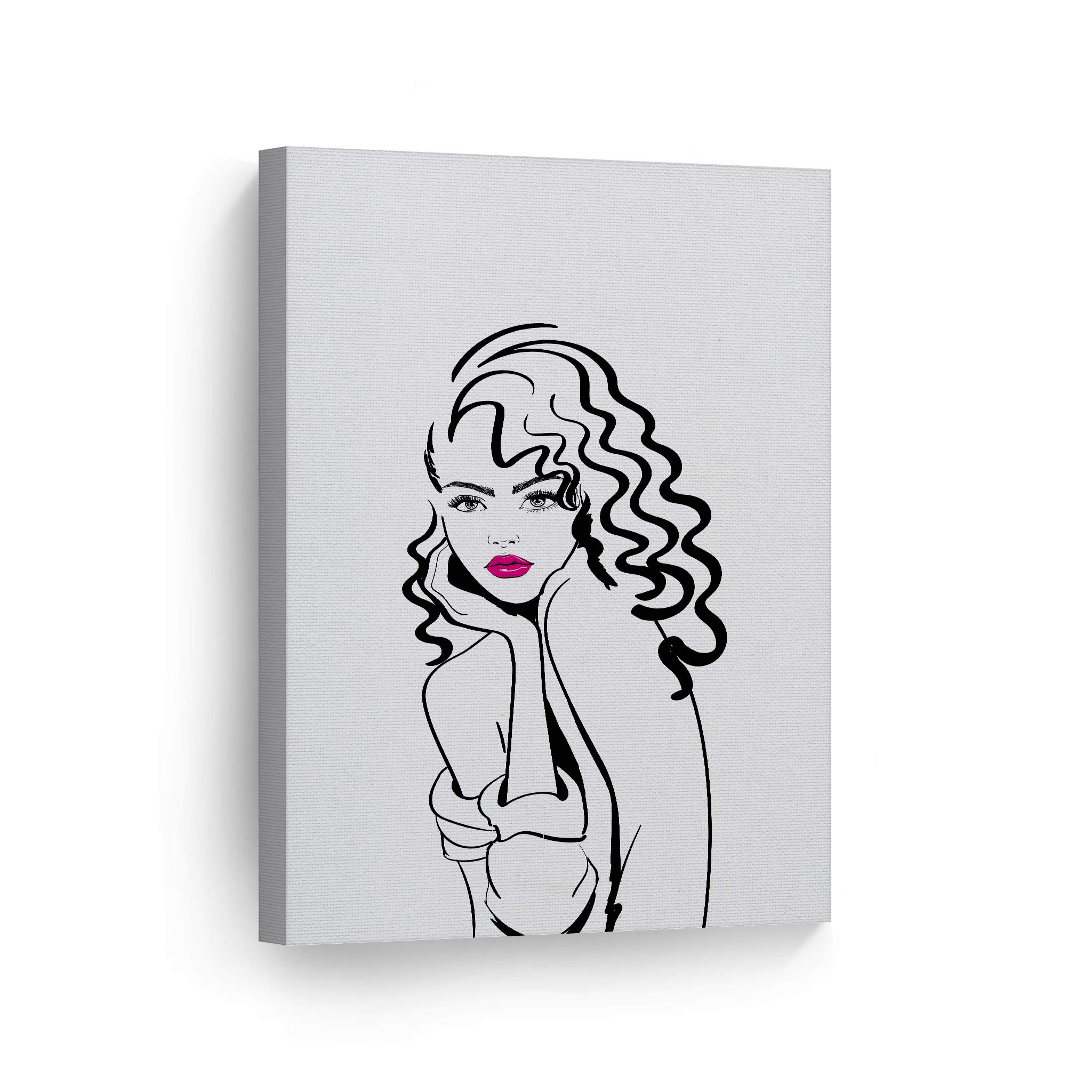 Smile Art Design Audrey Hepburn Style Canvas Print - Glam Fashion Wall Art with Red Lips (40x30 Inches) | Perfect for Office, Bathroom, Teen Girls Room, Women's Dorm, Bedroom & Living Room Decor | Ready to Hang