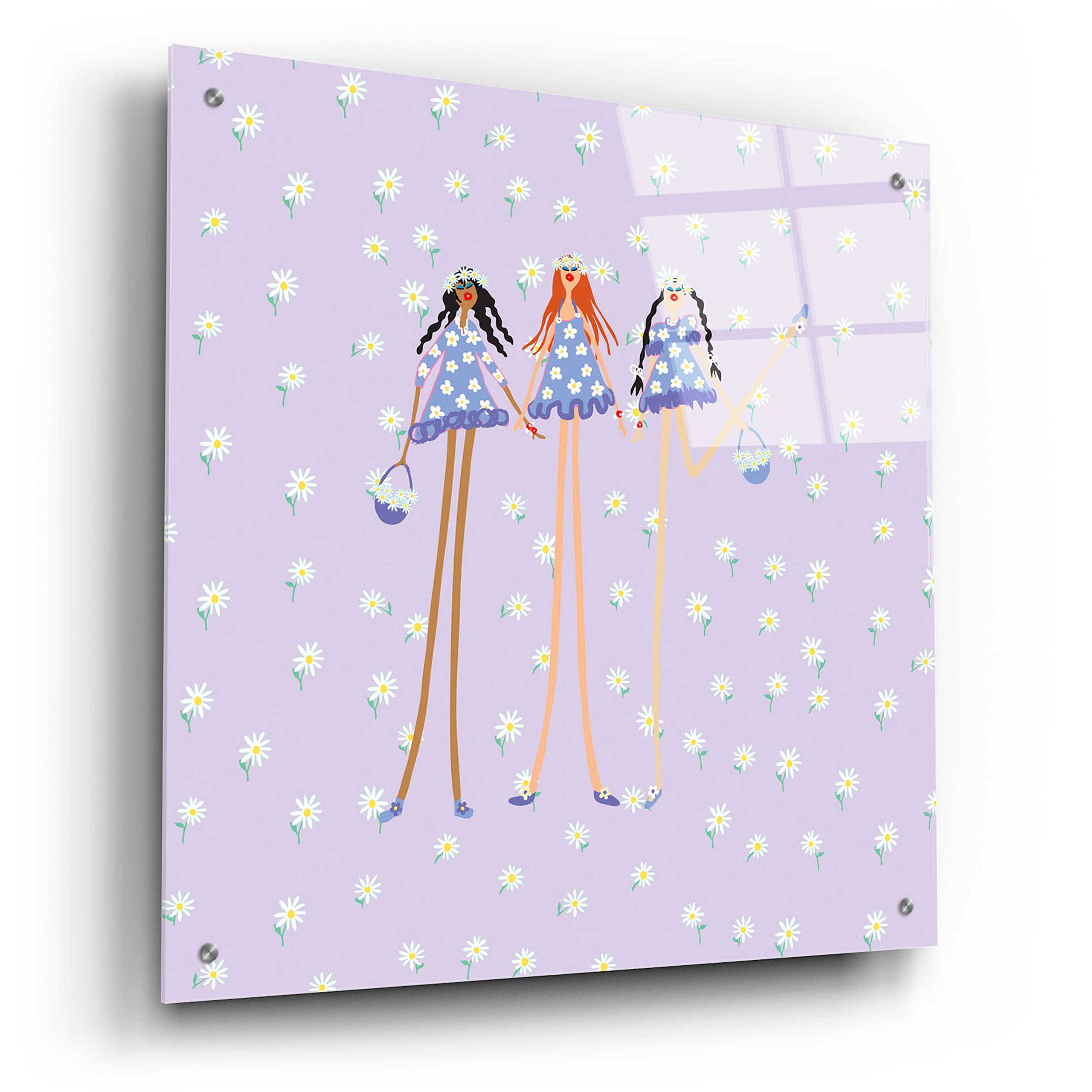 Epic Art 'Flower Girls' by Caroline Benchétrit - 24x24 Inch Acrylic Glass Wall Art Painting, Modern Home Decor for Living Room, Bedroom & Office