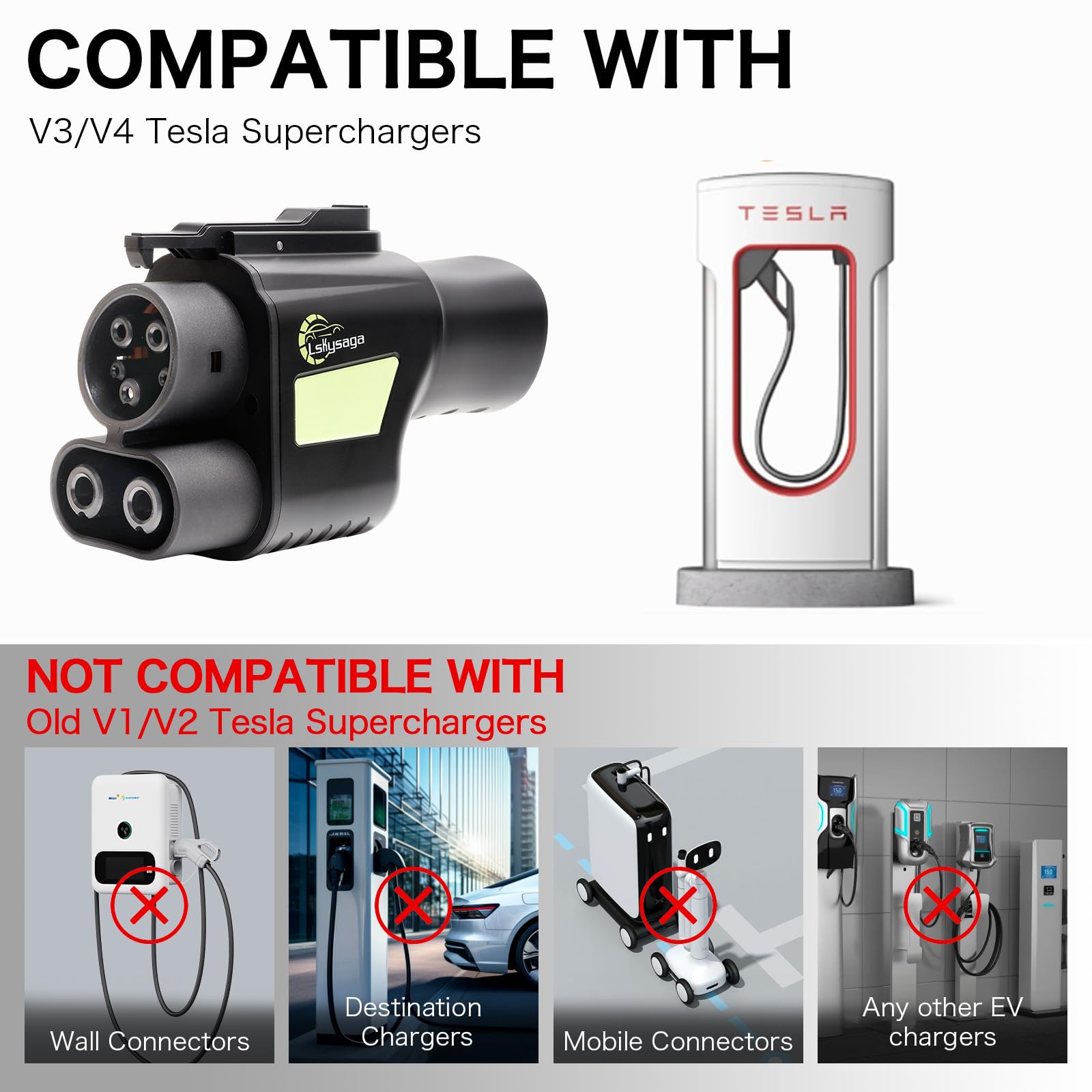 NACS to CCS1 Charging Adapter for Tesla Supercharger - 500A 1000V EV Charger Converter | Compatible with Tesla V3/V4 DC Fast Charge Stations | Works with Ford, Rivian, GM Electric Vehicles | Perfect for Road Trips & Public Charging Stations