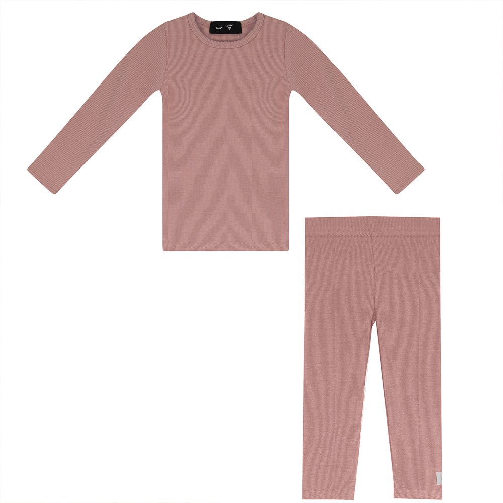 Soft Rib Long Sleeve 2-Piece Pajama Set for Women - Cozy Sleepwear & Lounge Outfit - Perfect for Bedtime, Relaxing at Home, and Winter Nights