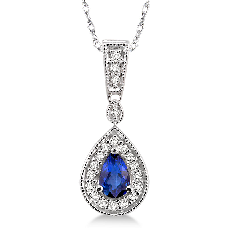 Exquisite Diamond & Sapphire Teardrop Pendant Necklace for Women - Elegant Jewelry Gift for Anniversary, Valentine's Day & Special Occasions