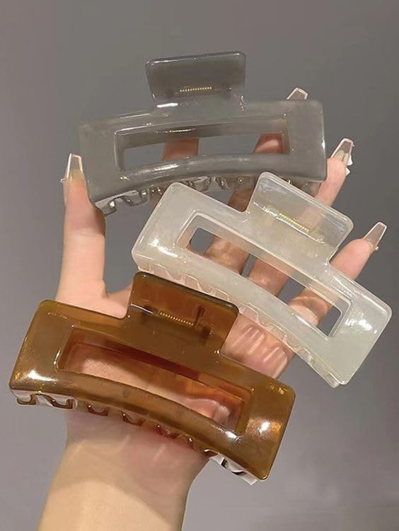 Glamifirsto Transparent Anti-Slip Hair Claw Clip for Women - Strong Grip Plastic Hair Clamp (Set of 4) - Perfect for Ponytails, Buns & Everyday Hairstyles