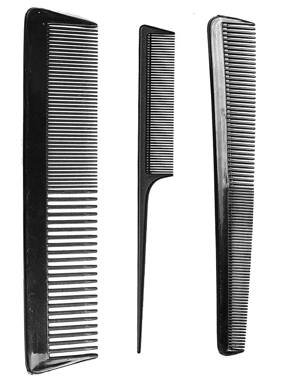 Rexulti Professional Hair Comb Set - Anti Static & Heat Resistant Styling Combs for Hairdressing & Haircut - 3 Pack Black Combs - Perfect for Salon Stylists & Home Hair Care