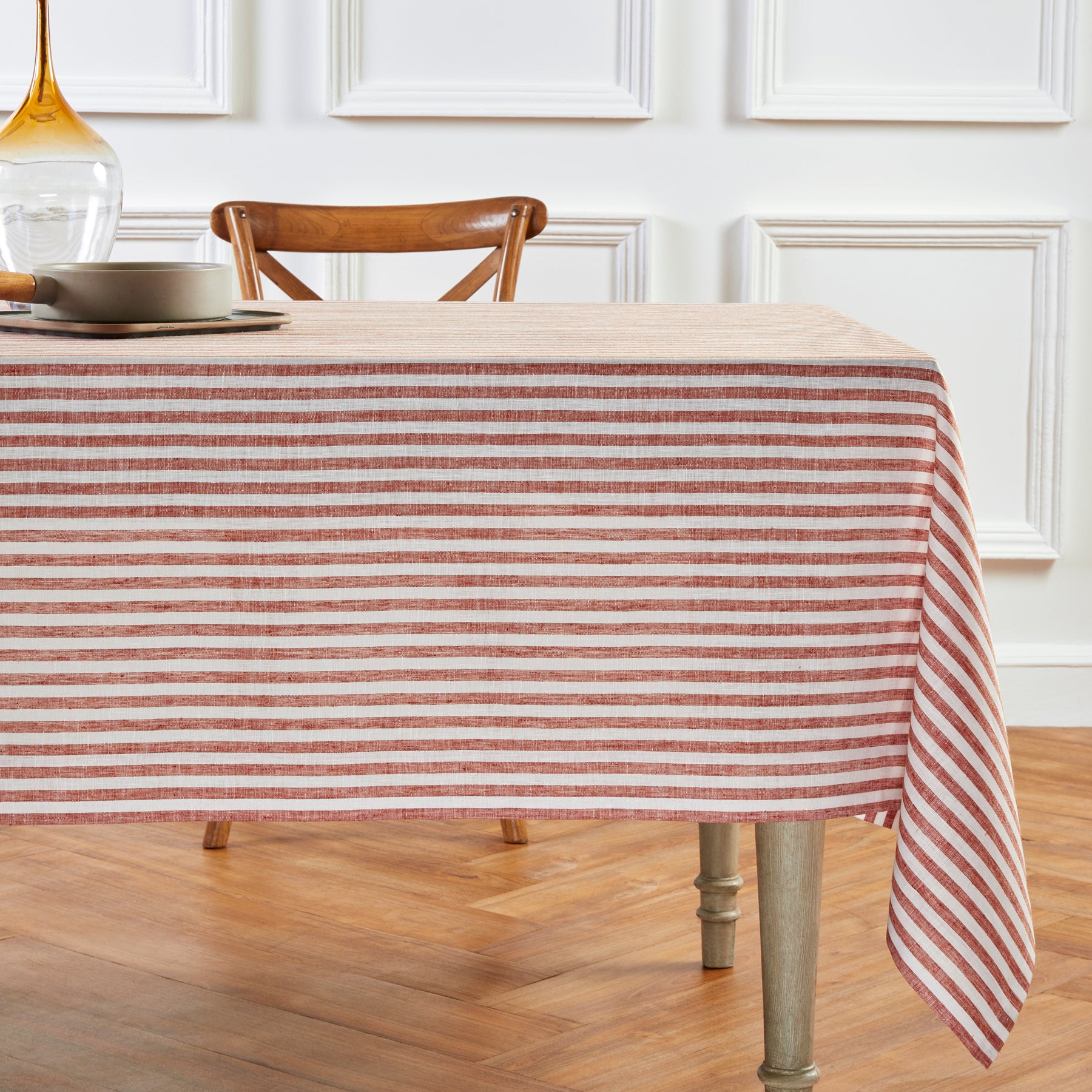 Amalfi Stripe Tablecloth - Waterproof & Stain-Resistant Round Table Cover for Outdoor Dining, Picnics, and Party Decor