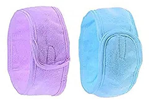 APOEM Adjustable Cotton Facial Headbands for Women & Men - Soft Stretchable Headband Set of 2 (Multicolor) - Perfect for Skincare, Hair Styling, Makeup & Spa