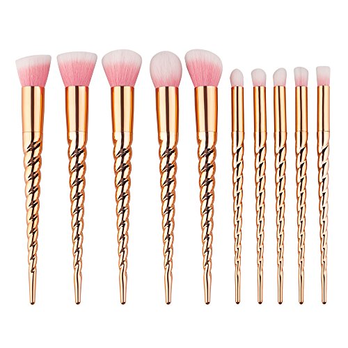 Dolovemk 10-Piece Unicorn Makeup Brush Set - Soft Synthetic Bristles for Foundation, Blending, Eyeshadow & More - Perfect for Professional Makeup Artists & Beginners (Fantasy Cosmetics Brush Kit) - Great for Daily Use, Travel & Gift Giving