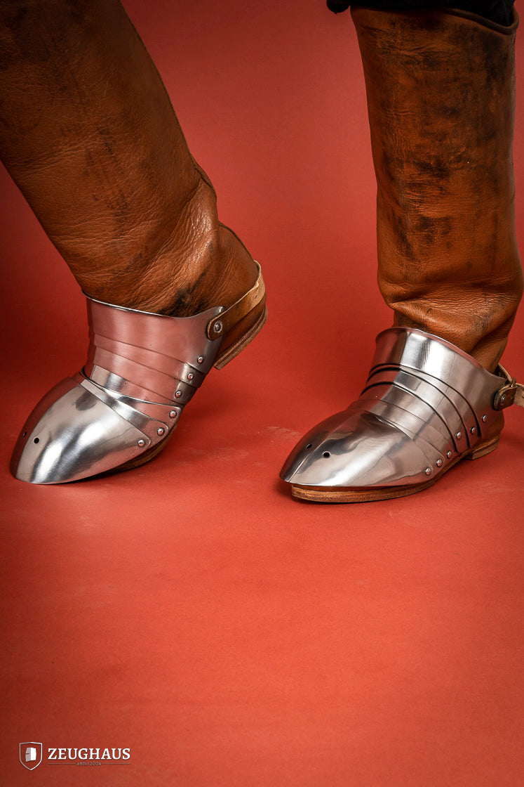 Polished 1.6mm Segmented Sabatons - Medieval Knight Armor Foot Protection for LARP, Cosplay & Historical Reenactment