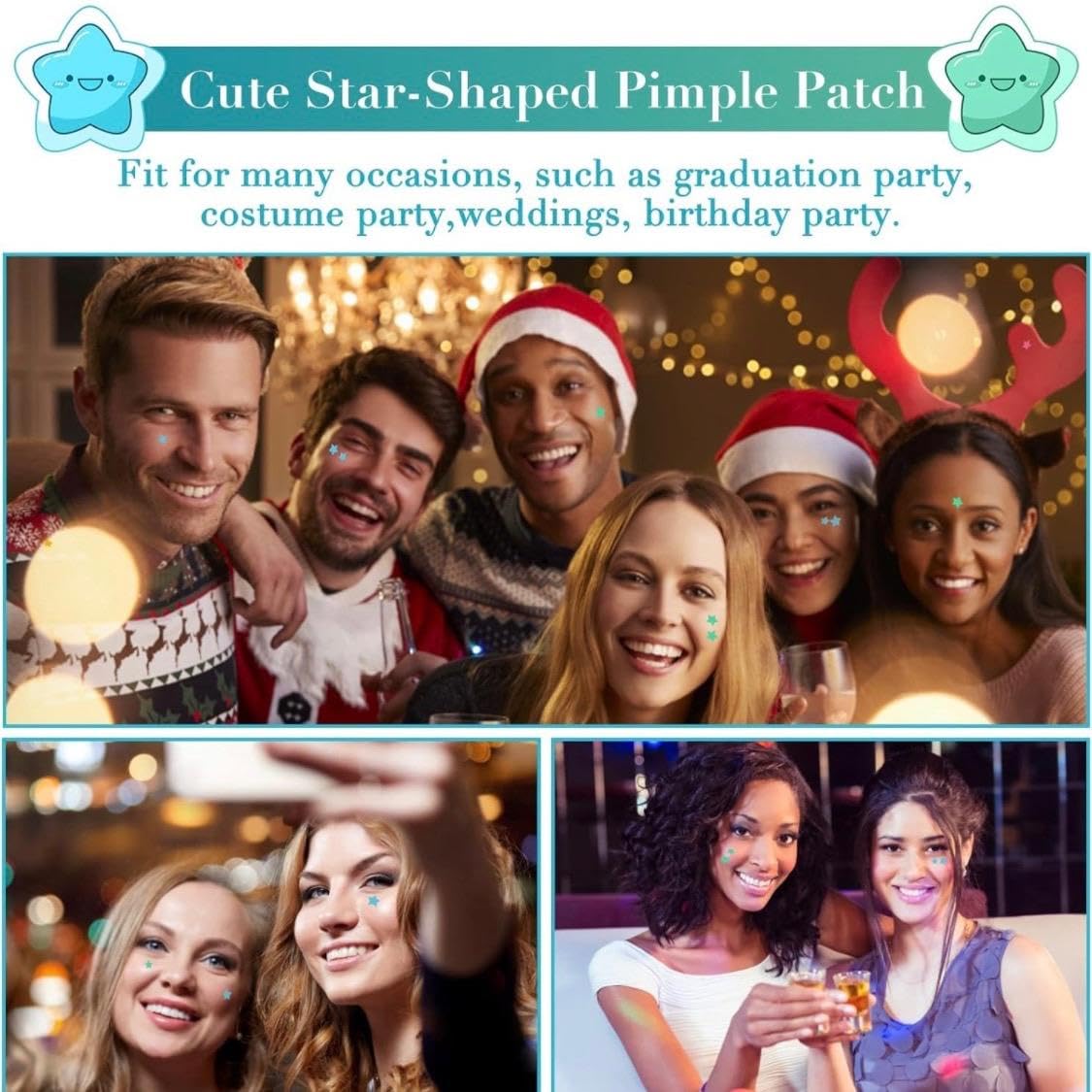 HappyFace Hydrocolloid Acne Patches - 28 Count Pimple Spot Dots with Niacinamide, Centella & Tea Tree Oil for All Skin Types | Blemish Treatment for Face, Back & Body | Day & Night Use