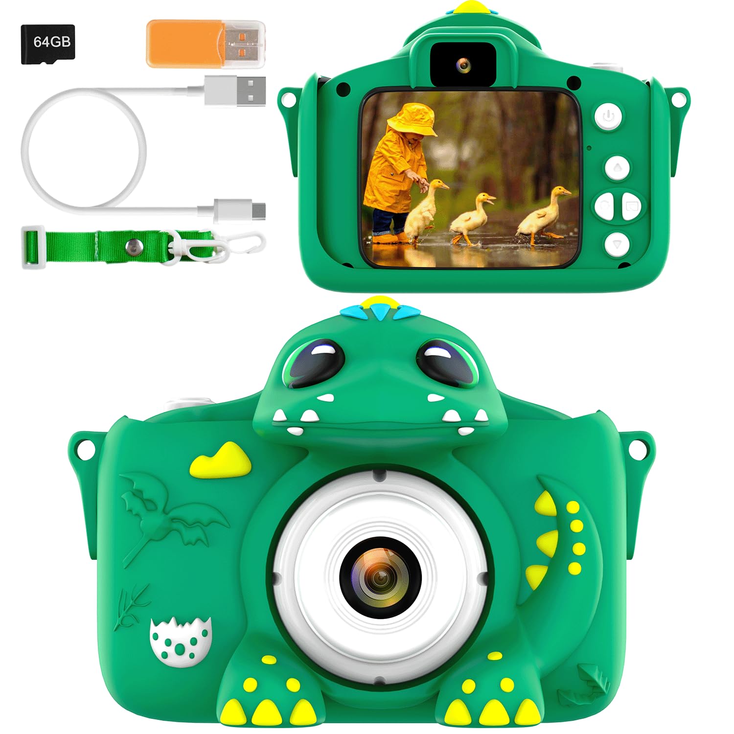 Kids Camera 1080P HD with 64GB Card - Perfect Gift for Ages 3-8 for Christmas & Birthdays