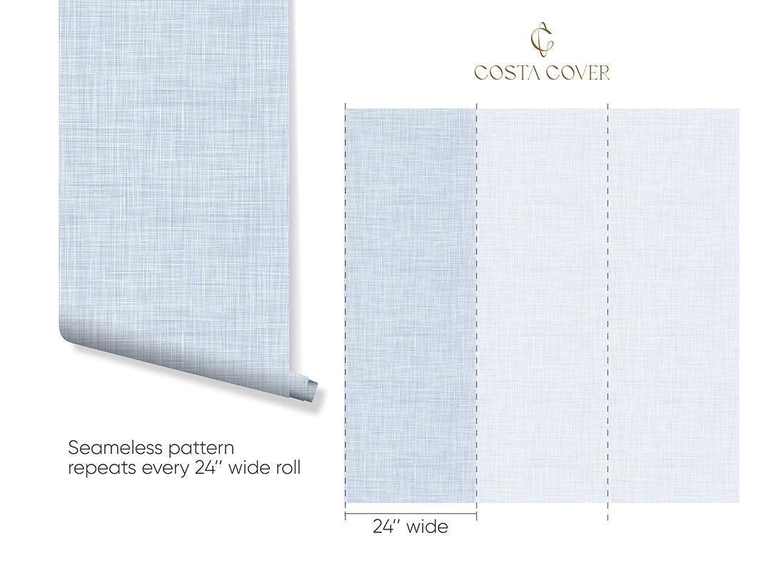 Blue Linen Texture Wallpaper CC343 - Self-Adhesive Peel & Stick Wallpaper for Bedroom, Living Room, and Office Decor