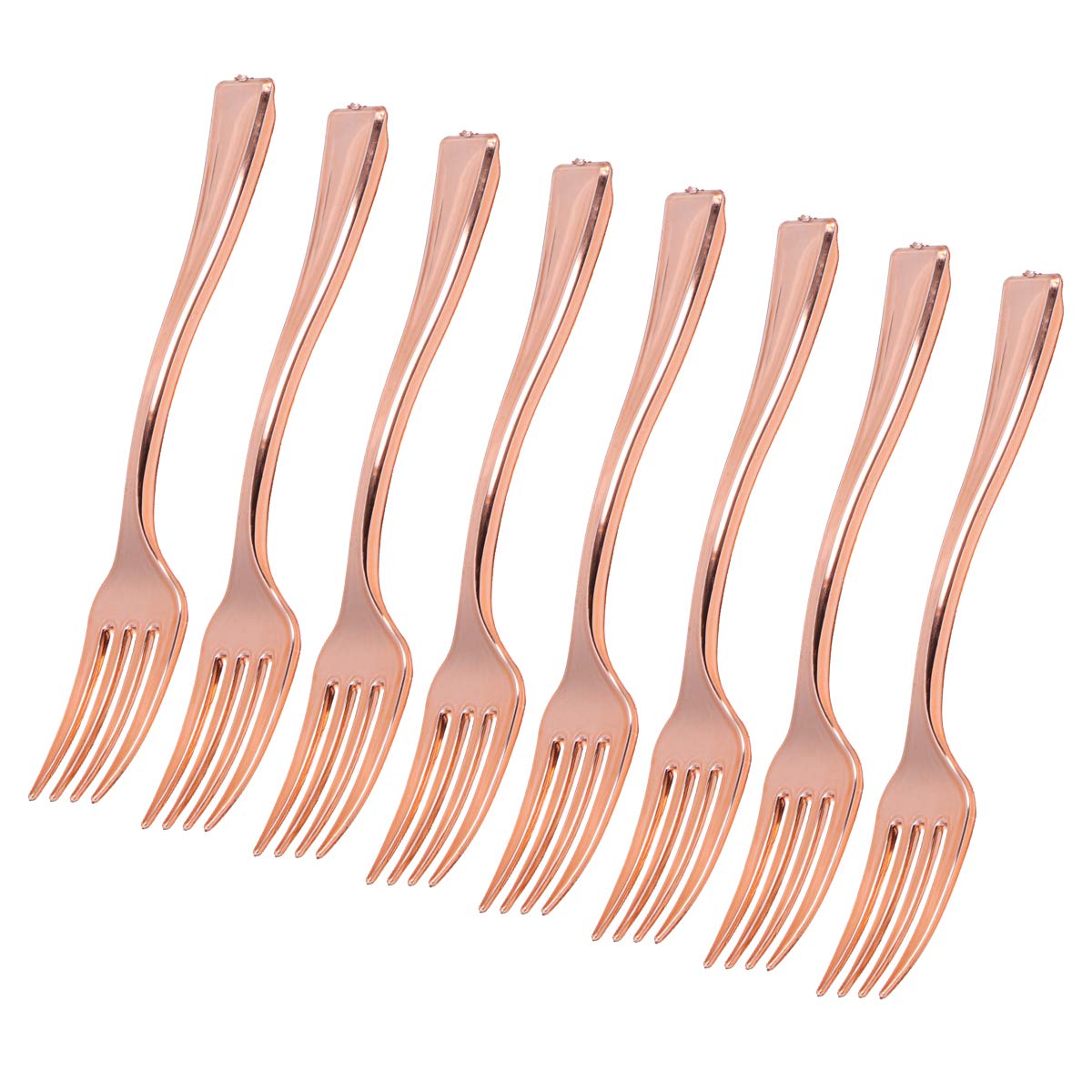 Amosfun 50-Pack Mini Disposable Forks - Rose Gold Dessert Forks for Fruit, Pudding, Cake, Party Supplies - Perfect for Restaurants, KTV, Home Decor & Events