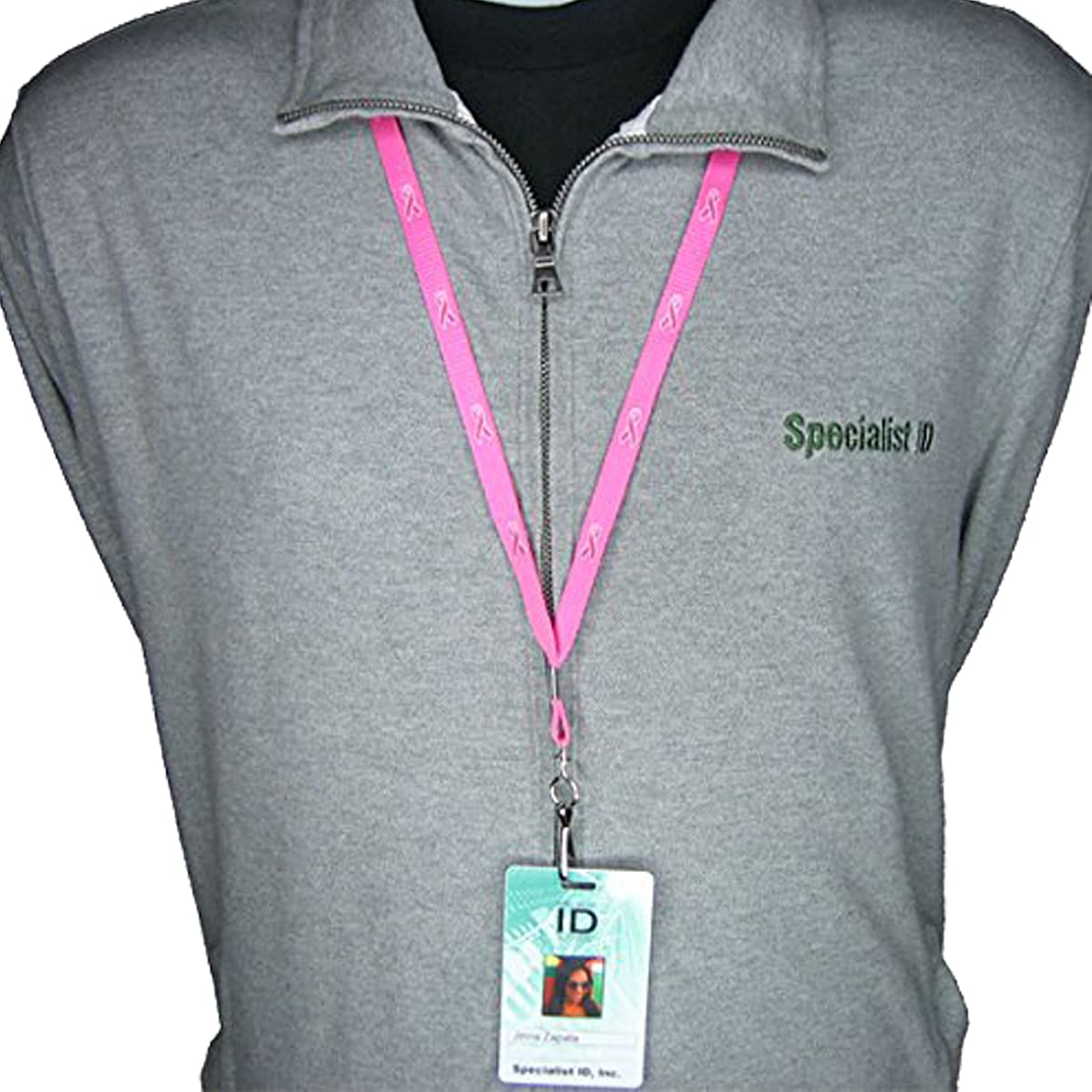 100 Pack Breast Cancer Awareness Lanyards with Swivel Hook - Pink Ribbon Print ID Badge Holder Neck Strap for Office Keys, Keychains & Work Badges | Bulk ID Lanyards for Schools, Hospitals, Conventions & Corporate Events