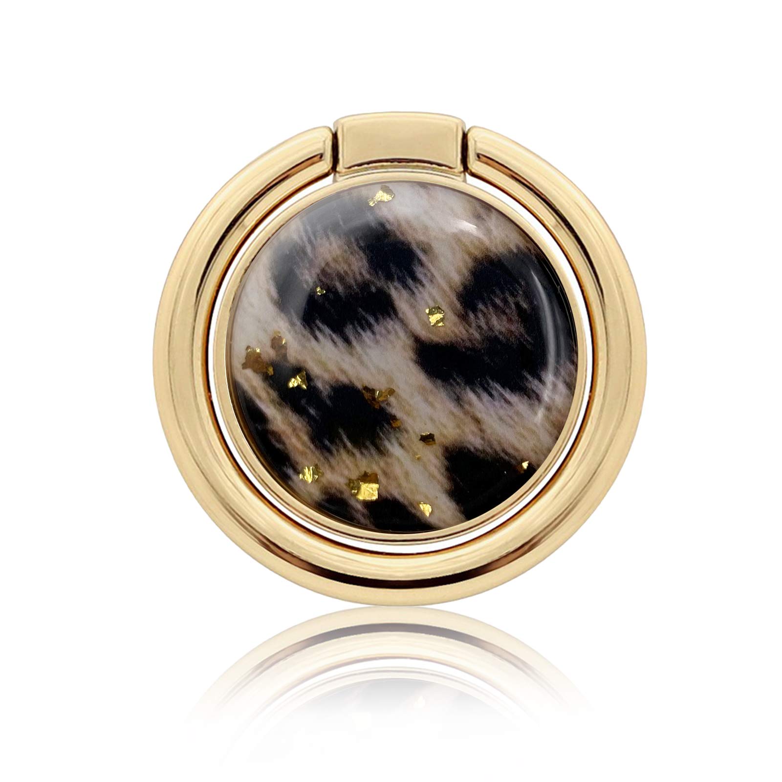 Universal Phone Ring Holder Stand - 360° Rotating Finger Grip with Marble Design, Wireless Charger Friendly, Compatible with All Smartphones (Yellow Gold) - Perfect for Hands-Free Viewing, Gaming, and Video Calls