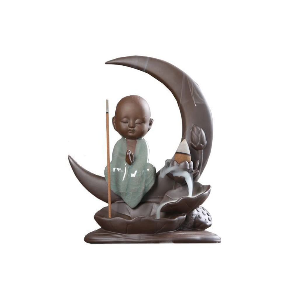 TOMYEUS Handmade Ceramic Backflow Incense Burner - Buddha Design Waterfall Incense Holder for Home, Office, Yoga Studio & Tea House Decor | Aromatherapy & Meditation Essential