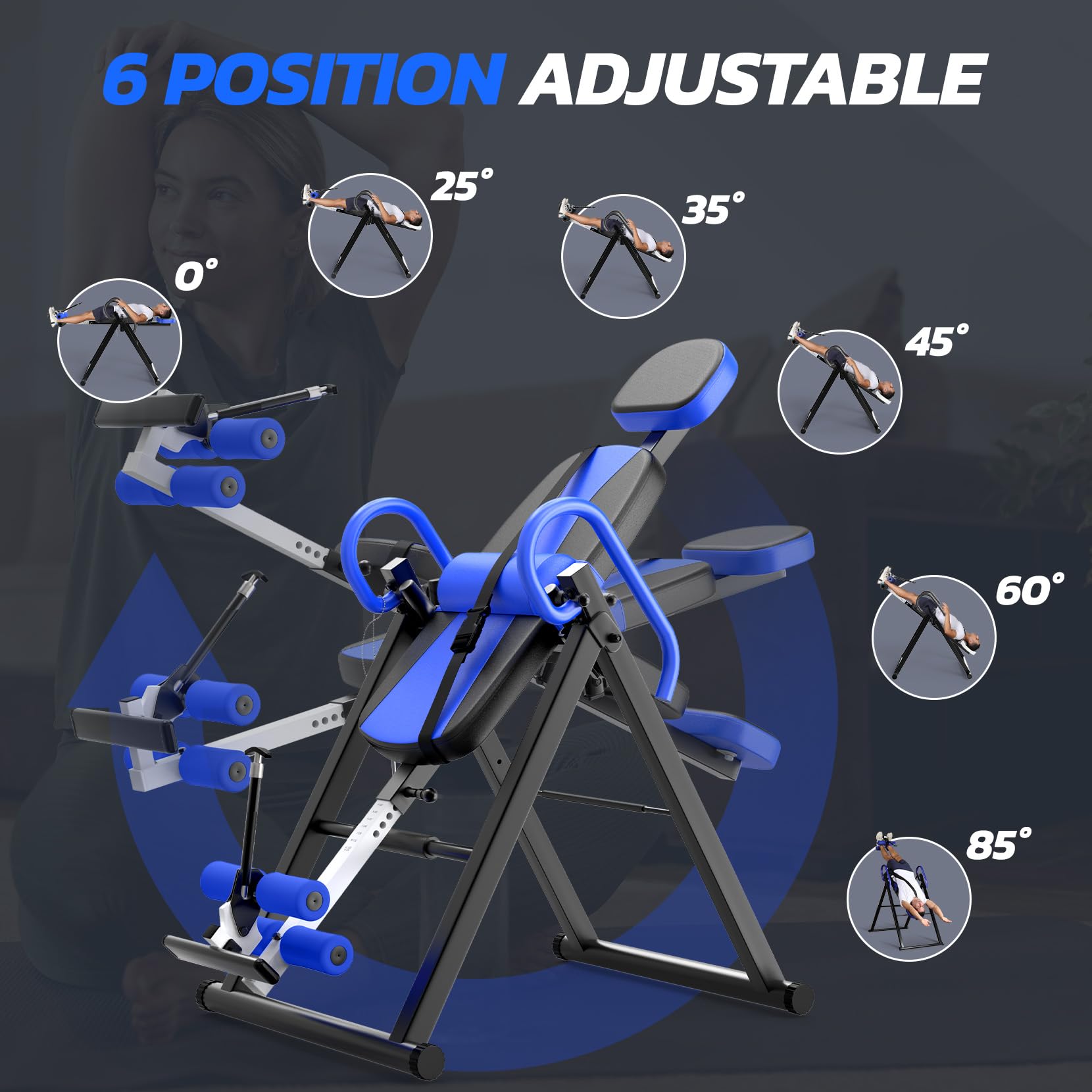 YOLEO Heavy Duty Inversion Table with Adjustable Headrest & Safety Belt - Back Pain Relief, Spinal Decompression Therapy Equipment for Home Gym & Physical Therapy