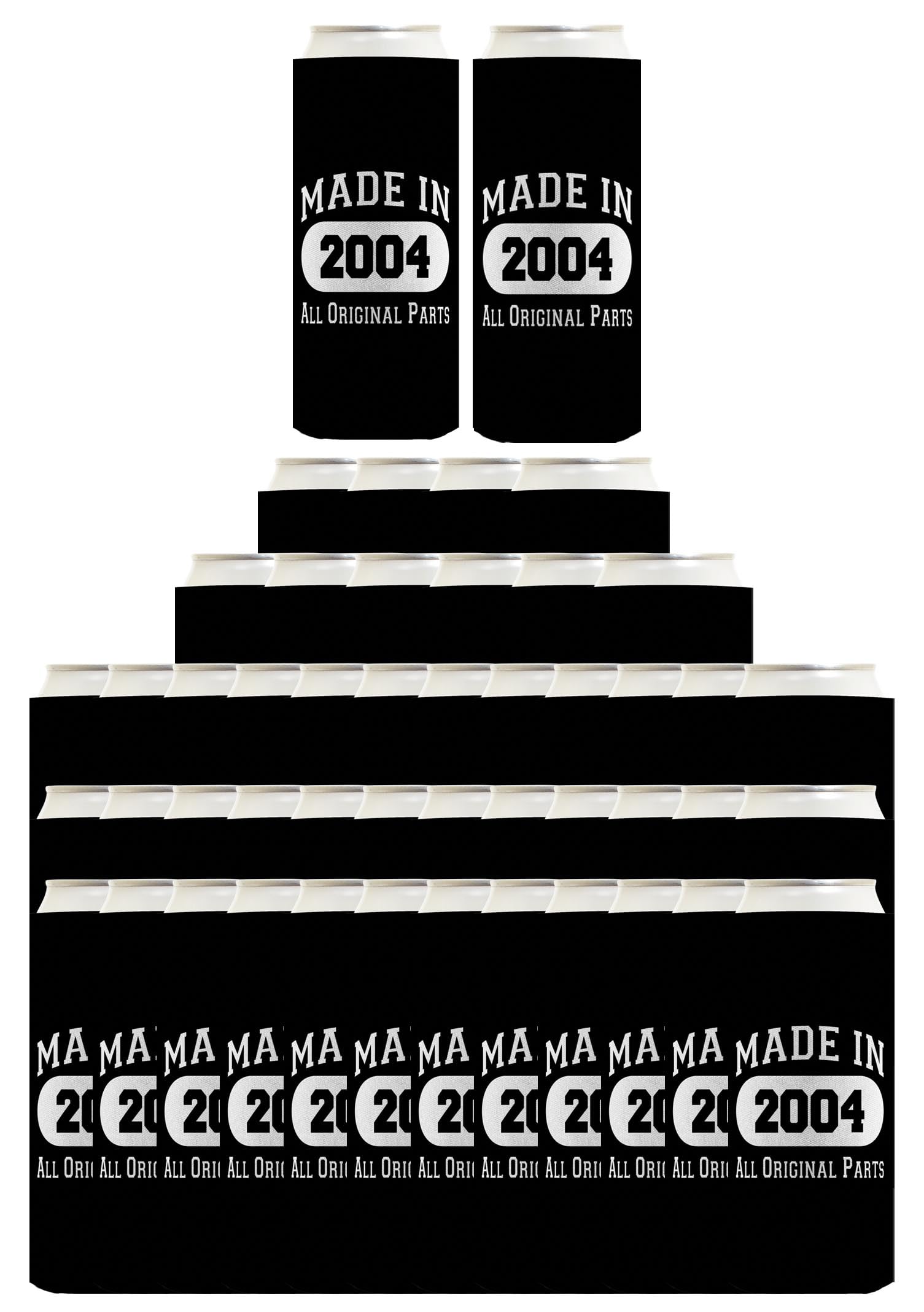 48-Pack Ultra Slim Black Seltzer Can Coolers for 70th Birthday Party Decorations - Vintage 1955 Theme - Perfect for Beer, Soda & Drink Cans at Celebrations