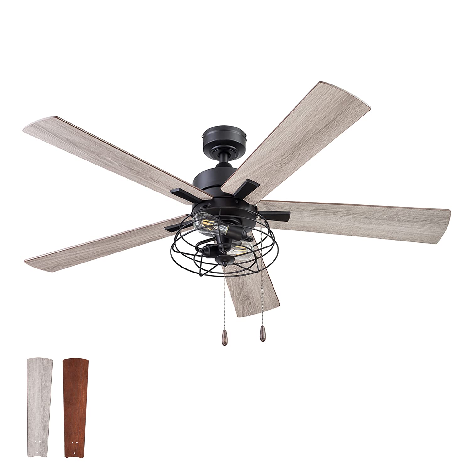 Prominence Home 51457-01 Marshall 52 Inch Matte Black Ceiling Fan with Light Kit - Quiet Reversible Motor for Bedroom, Living Room, and Outdoor Covered Patio