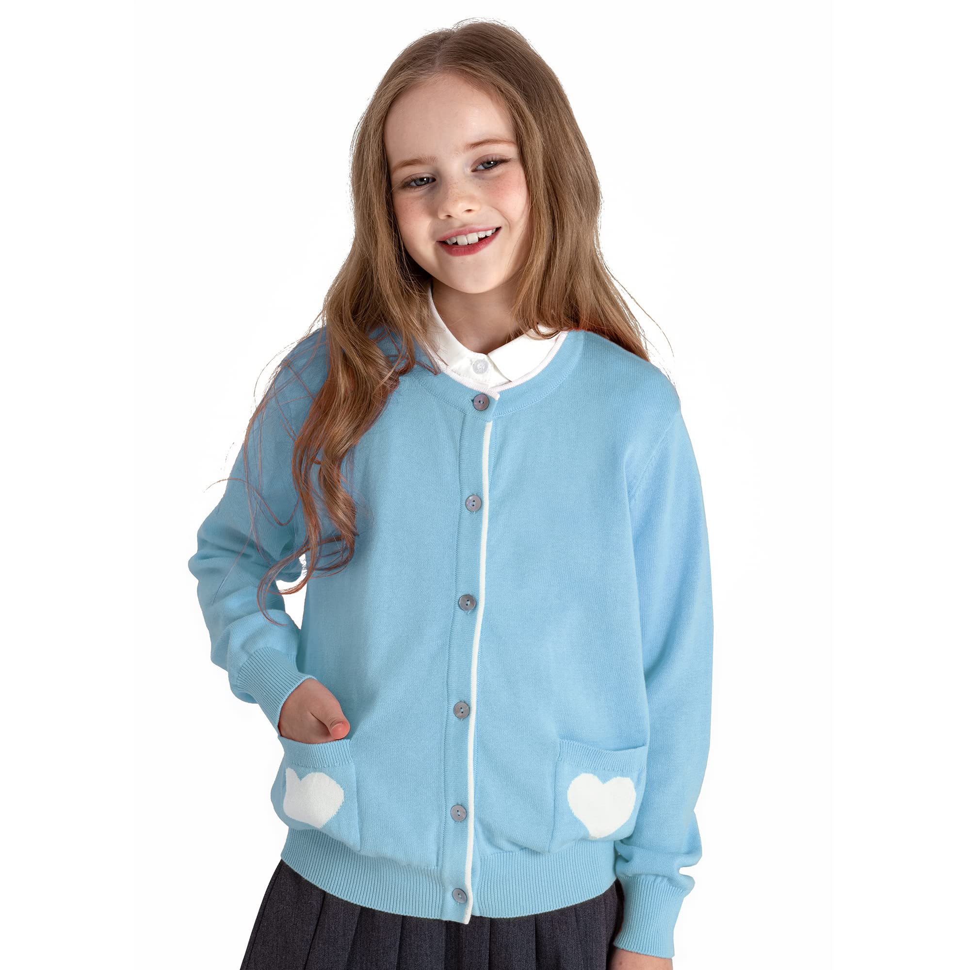 Girls' Cute Heart Pocket Cardigan - Soft Knit Sweater for Kids | Perfect for School, Playdates & Family Outings