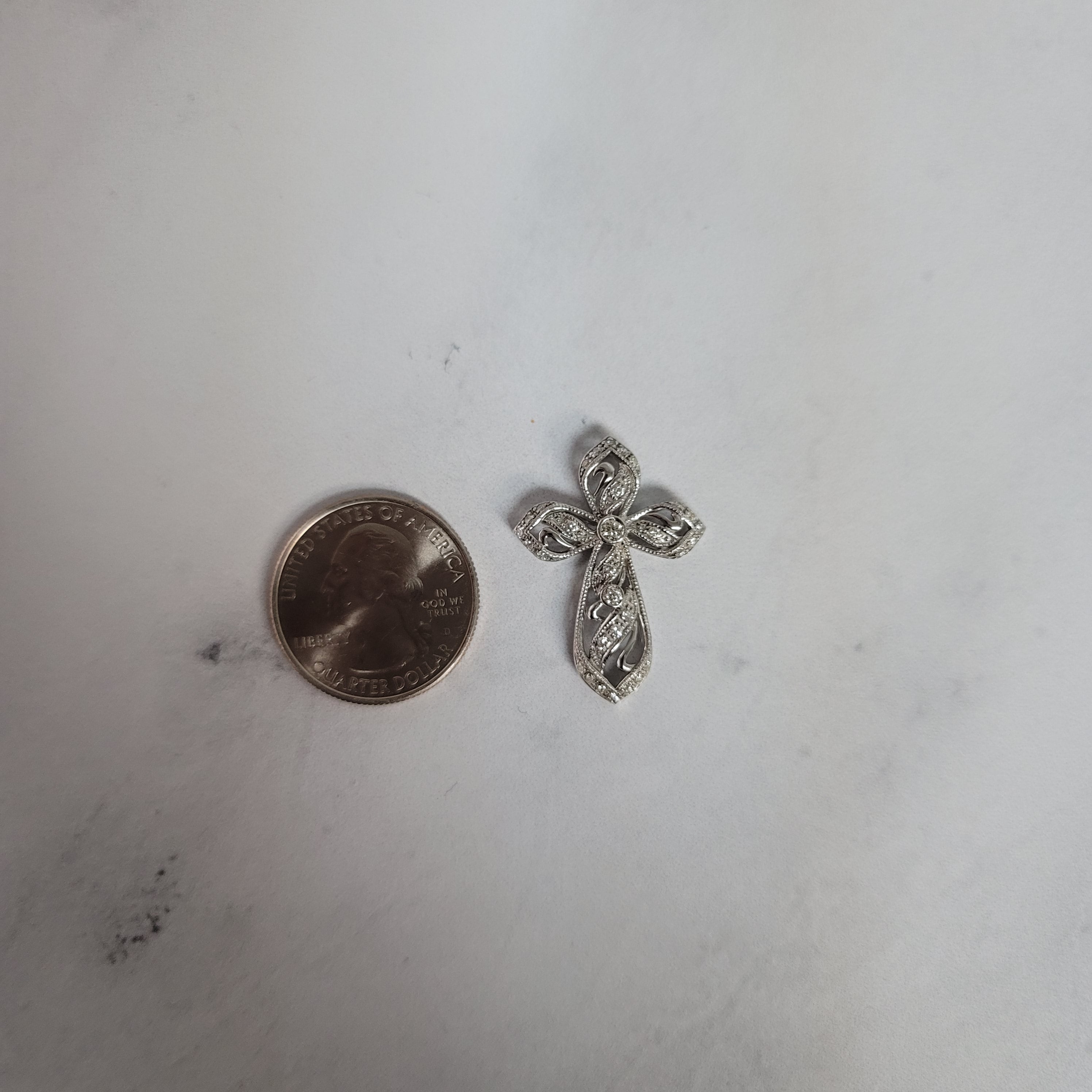 Celtic Irish Style Diamond Cross Pendant .50cttw 14k White Gold Necklace for Women - Elegant Religious Jewelry Gift for Baptism, First Communion & Weddings