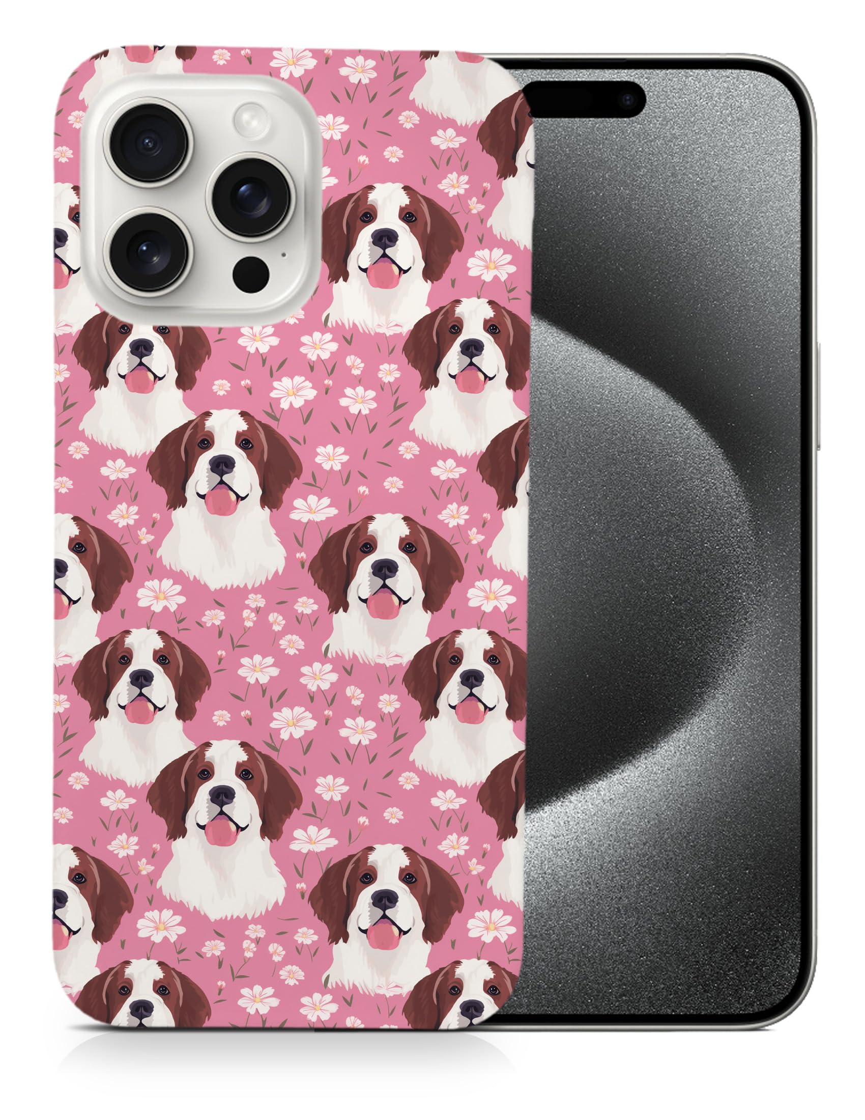Saint Bernard Puppy Dog Pattern Polycarbonate Phone Case for Apple iPhone 15 Pro Max - Durable Protective Cover with Cute Canine Design for Everyday Use