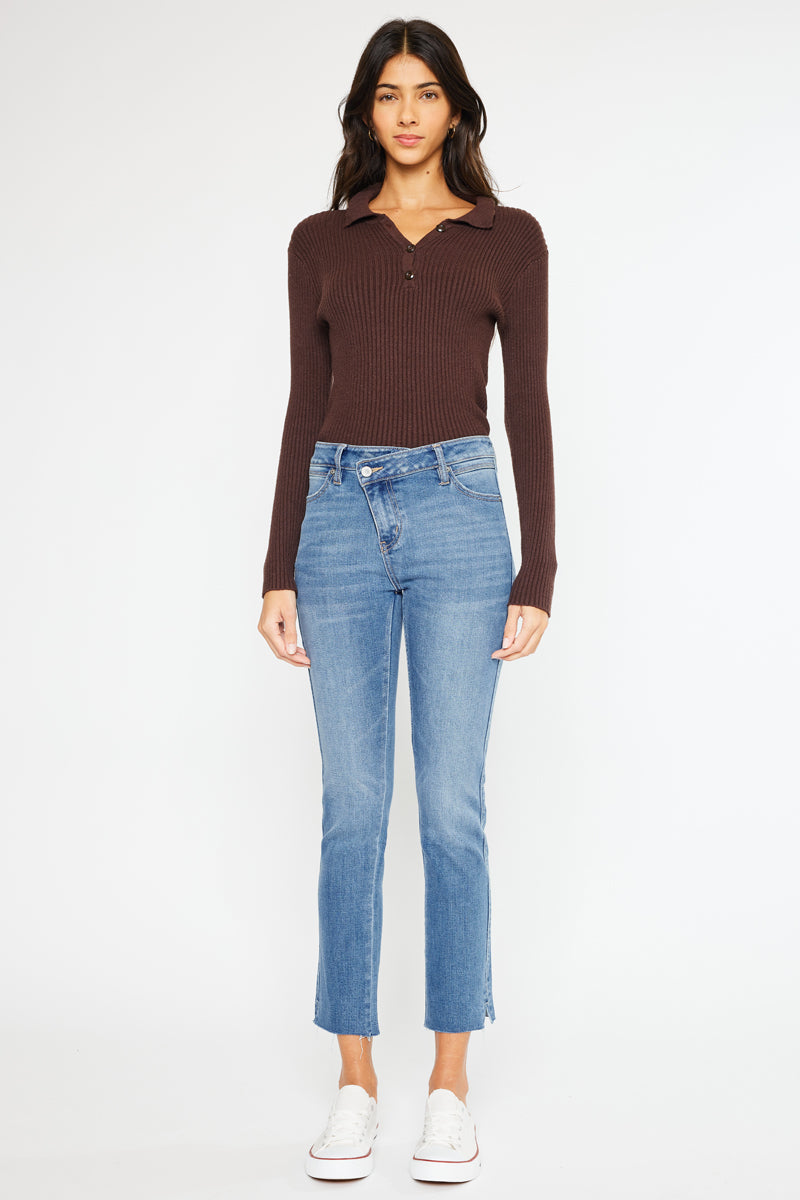 Nava High Rise Slim Straight Leg Jeans for Women - Stretchy Denim Pants with Comfortable Fit - Perfect for Casual Wear, Office & Date Night