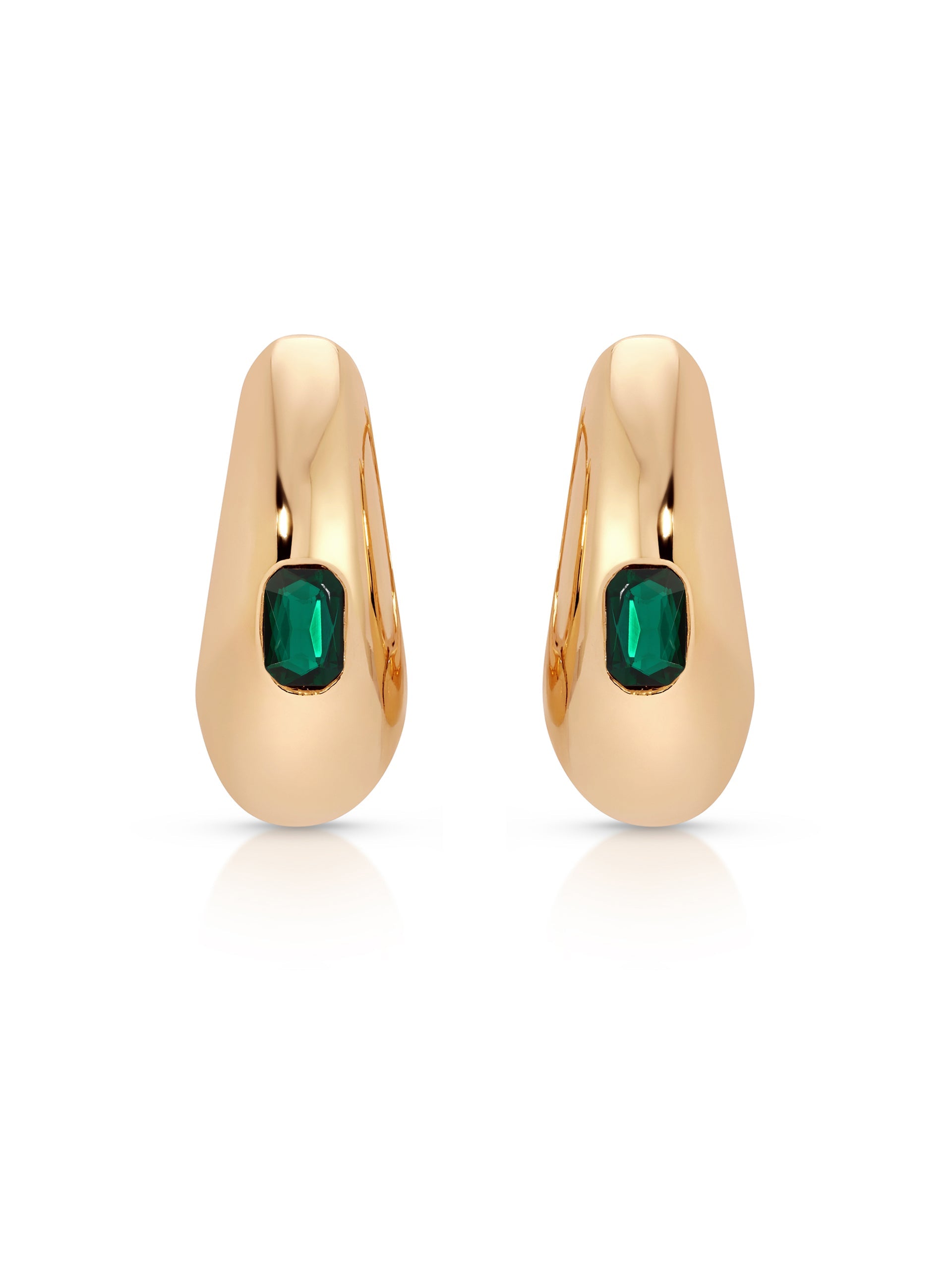 Emerald Green Deco Hoop Earrings for Women - Vintage Style Dangle Earrings for Party, Wedding & Everyday Wear