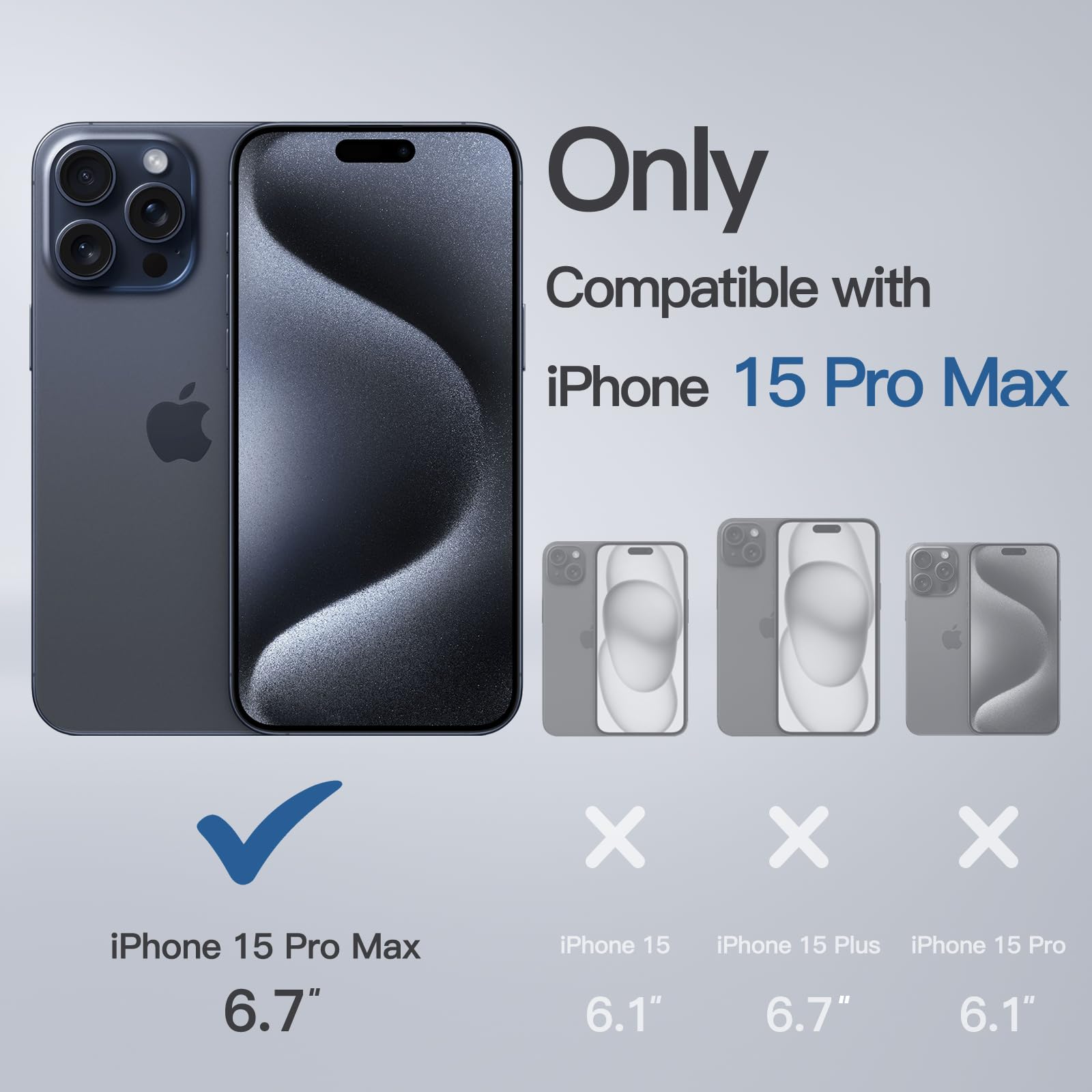 JETech iPhone 15 Pro Max Case with Kickstand & Camera Stand - Military Drop Protection for Outdoor & Travel