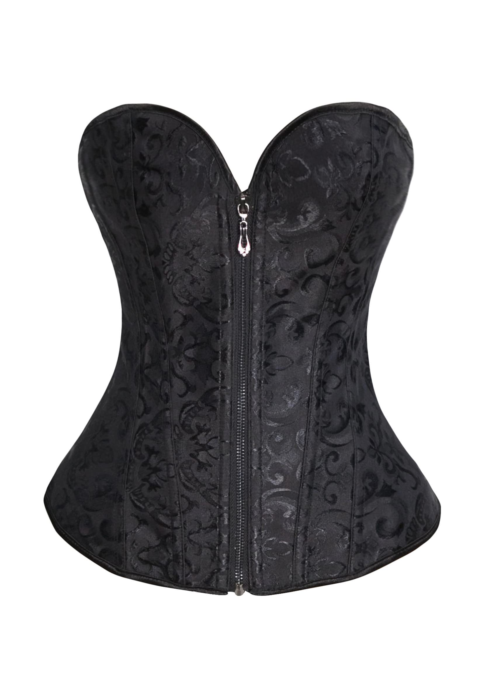 TYQQU Women's Sexy Lace-Up Corset Bustier Shapewear - Floral Embroidery Plus Size Body Shaper with Zipper for Waist Training, Burlesque Shows & Special Occasions