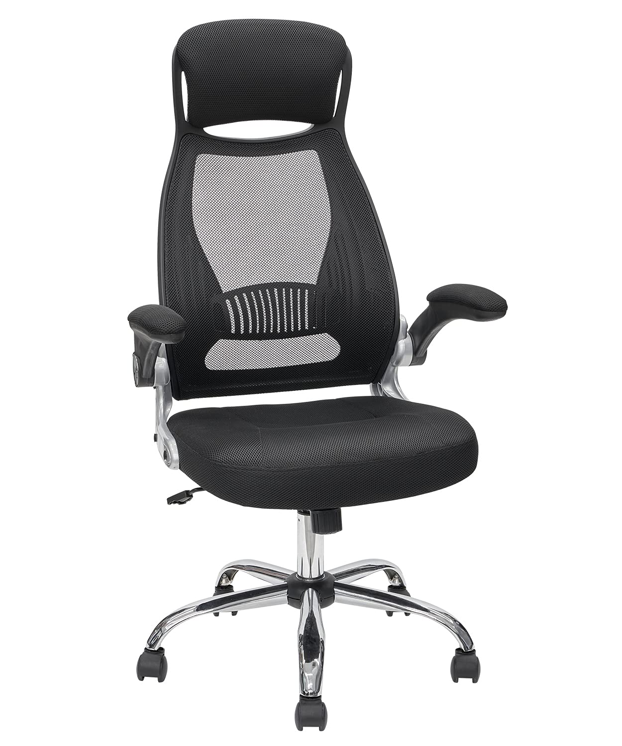 KLASIKA Ergonomic High Back Mesh Office Chair with Lumbar Support & Flip-Up Armrests - Adjustable Computer Desk Chair for Home & Office - Black (1 Pack) - Ideal for Long Work Hours, Gaming & Remote Work