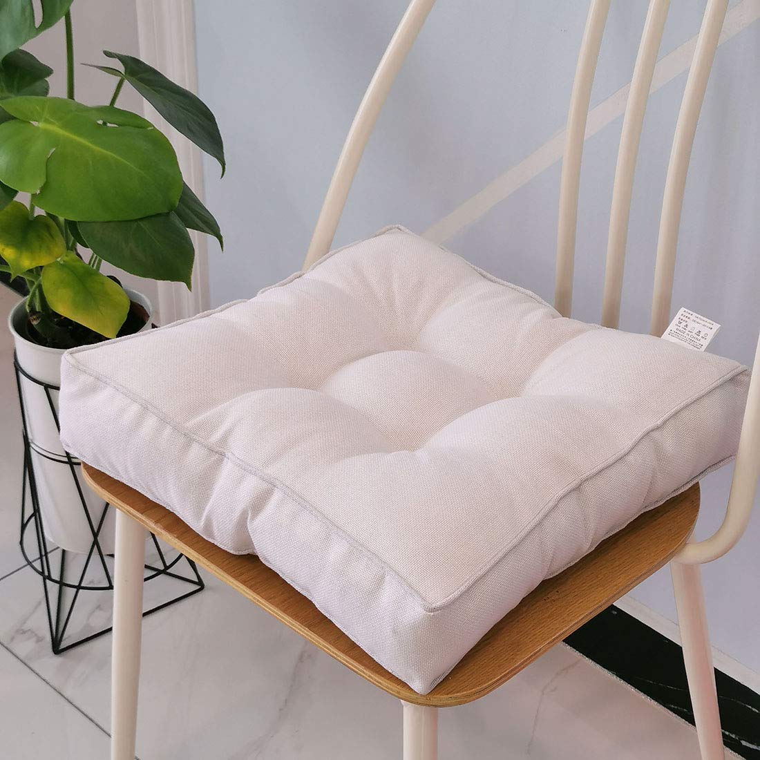 Premium Faux Linen Square Padded Chair Seat Cushion - 18