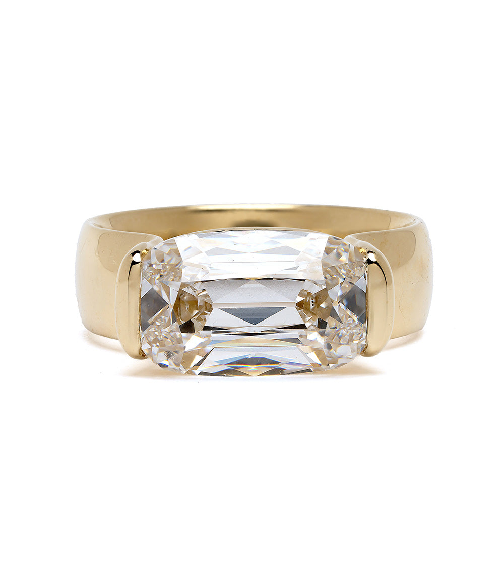Bardot Half Bezel Engagement Ring - 14K White Gold Diamond Wedding Band for Women | Perfect for Proposals, Anniversaries & Special Occasions