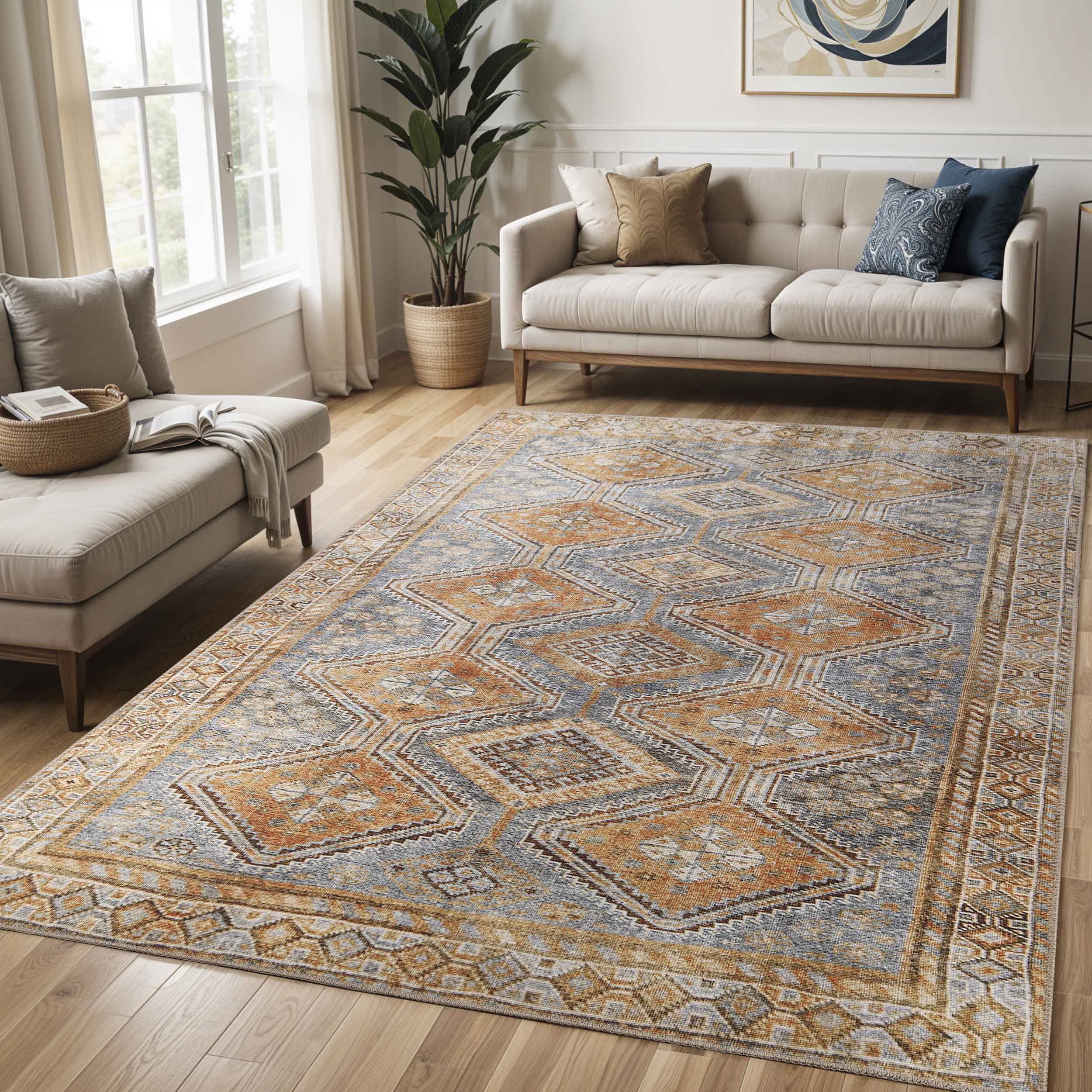 Southwestern Geometric Diamond Pattern Indoor Area Rug & Runner - Perfect for Living Room, Bedroom, or Hallway Decor