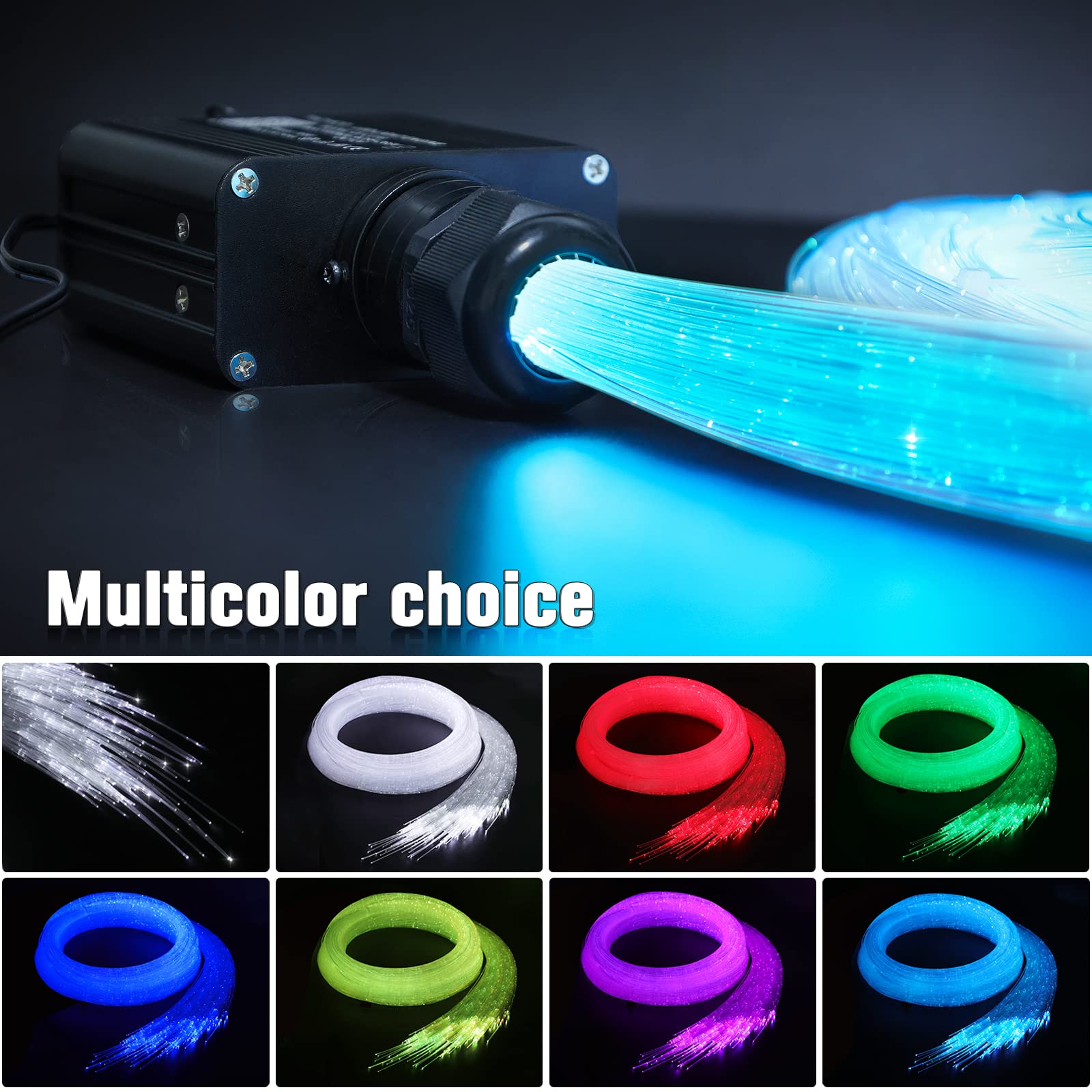 16W Twinkle Starlight Headliner Kit - 650pcs 0.03in Fiber Optic Strands with Bluetooth APP/Remote/Music Control, RGBW Car Star Ceiling Light Kit with Adapter & Car Plug - Perfect for Car Interior Lighting & Home Decoration