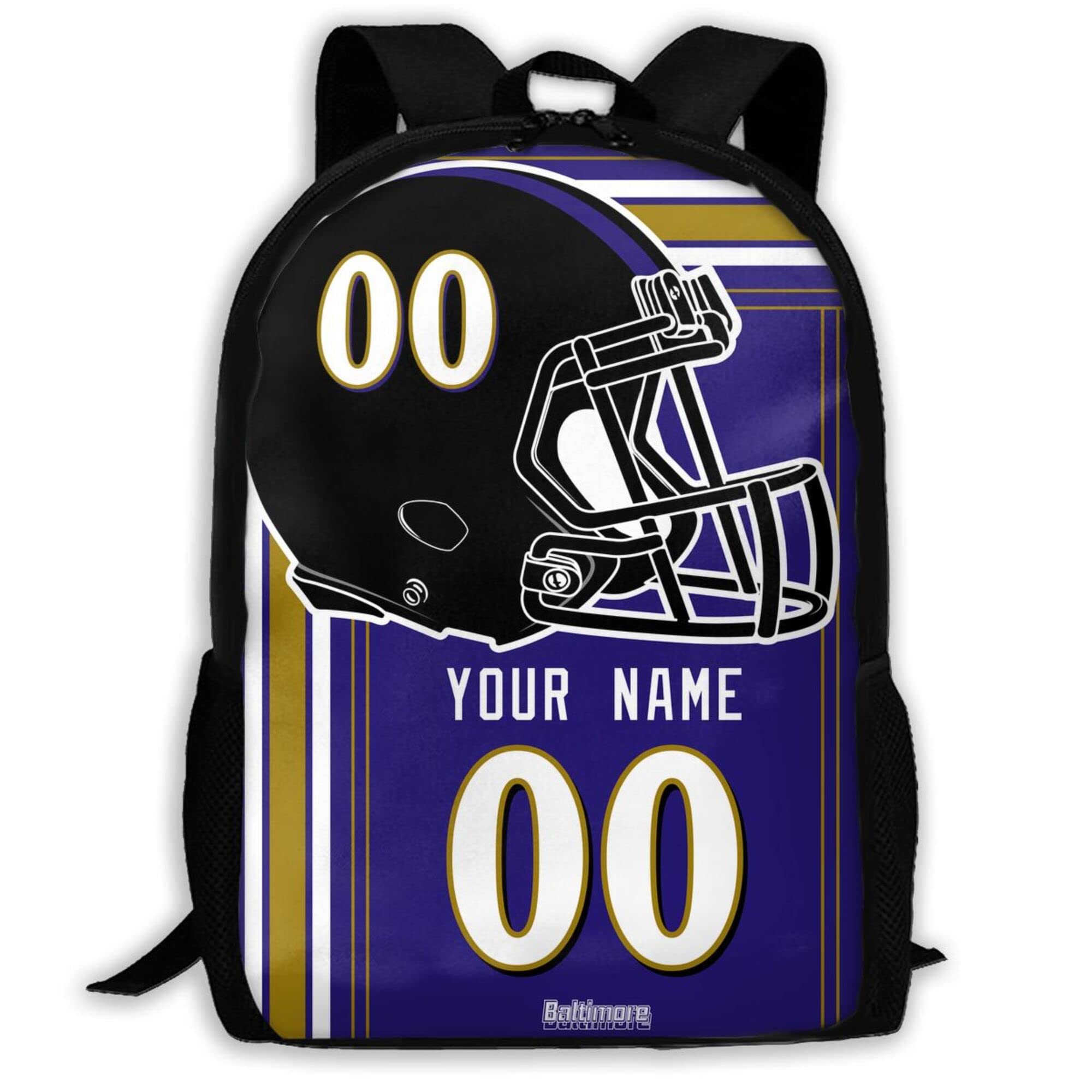 ANTKING Baltimore Backpack - Custom High Capacity Laptop Backpack with Personalized Name & Number - Perfect Gift for Kids, Men & Sports Fans - Ideal for School, Travel & Game Day
