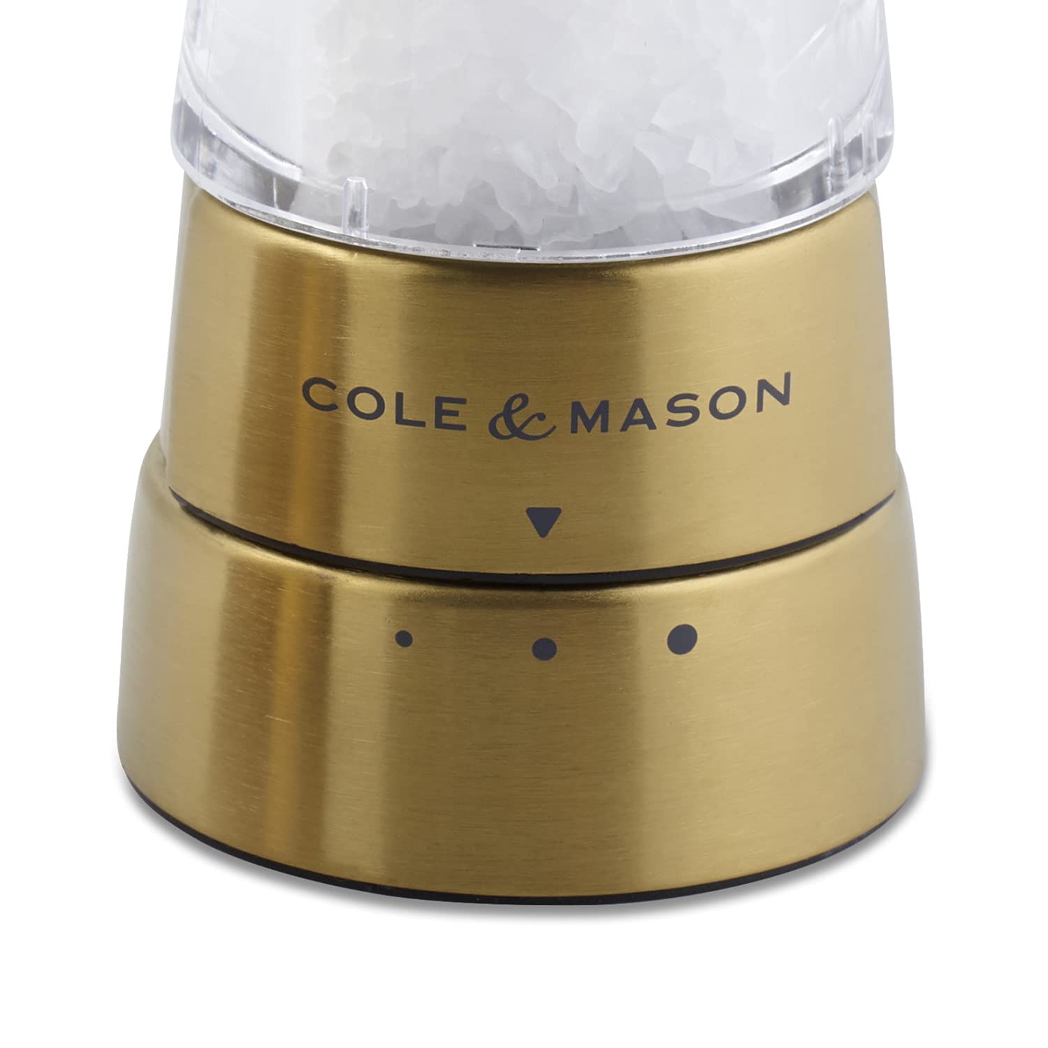 Cole & Mason Derwent Gold Salt and Pepper Grinder Set - Premium Stainless Steel & Acrylic Mills with Gourmet Precision+ Technology - 190mm Height - Perfect for Kitchen, Dining Table & Gift Giving