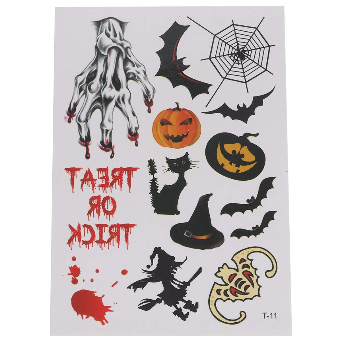 12pcs Halloween Bloodstain Stickers - Bat & Pumpkin Tattoos for Costume Party