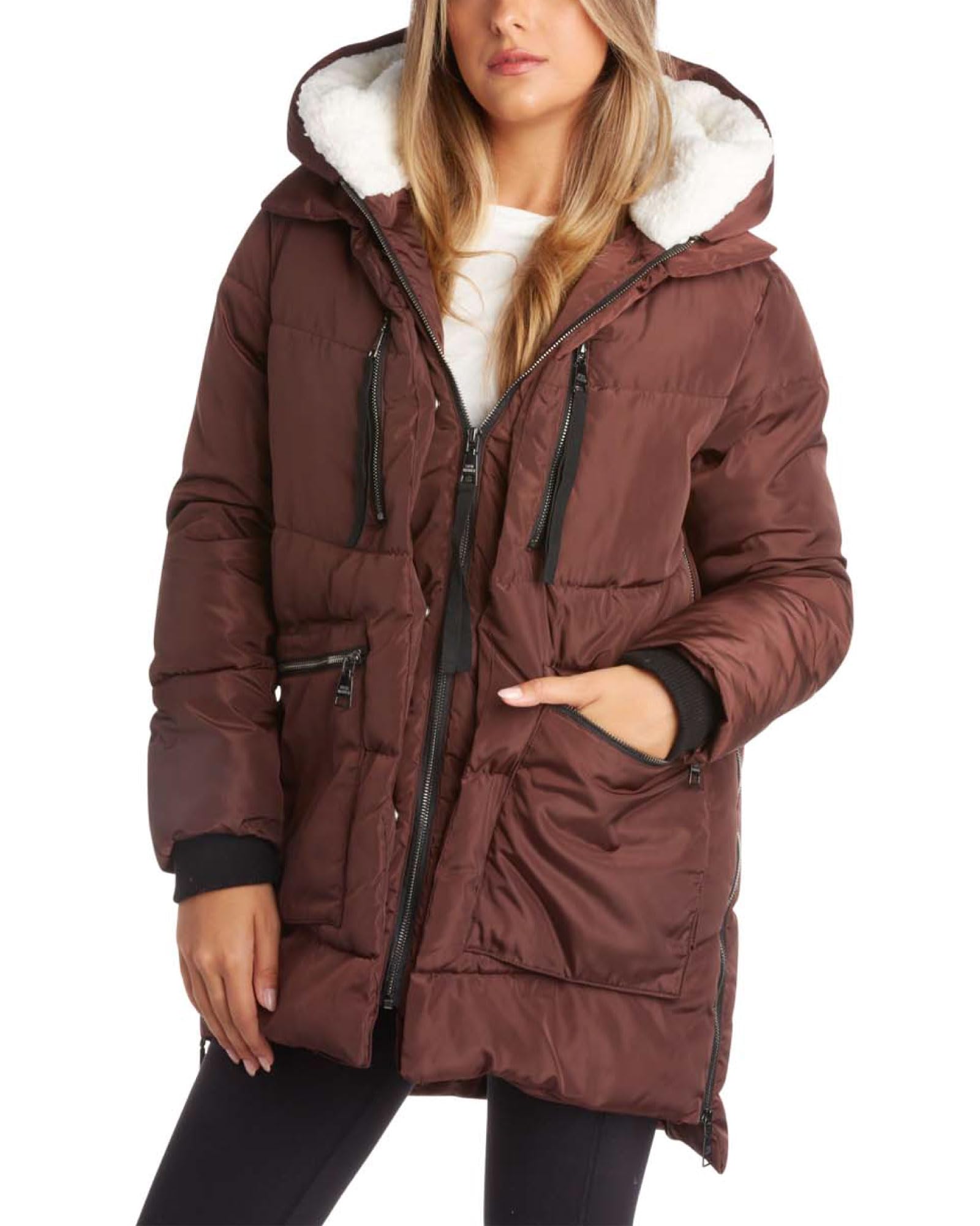 Steve Madden Women's Lightweight Down Alternative Winter Coat - Warm Quilted Jacket for Cold Weather, Fashionable Outerwear for Daily Wear & Outdoor Activities