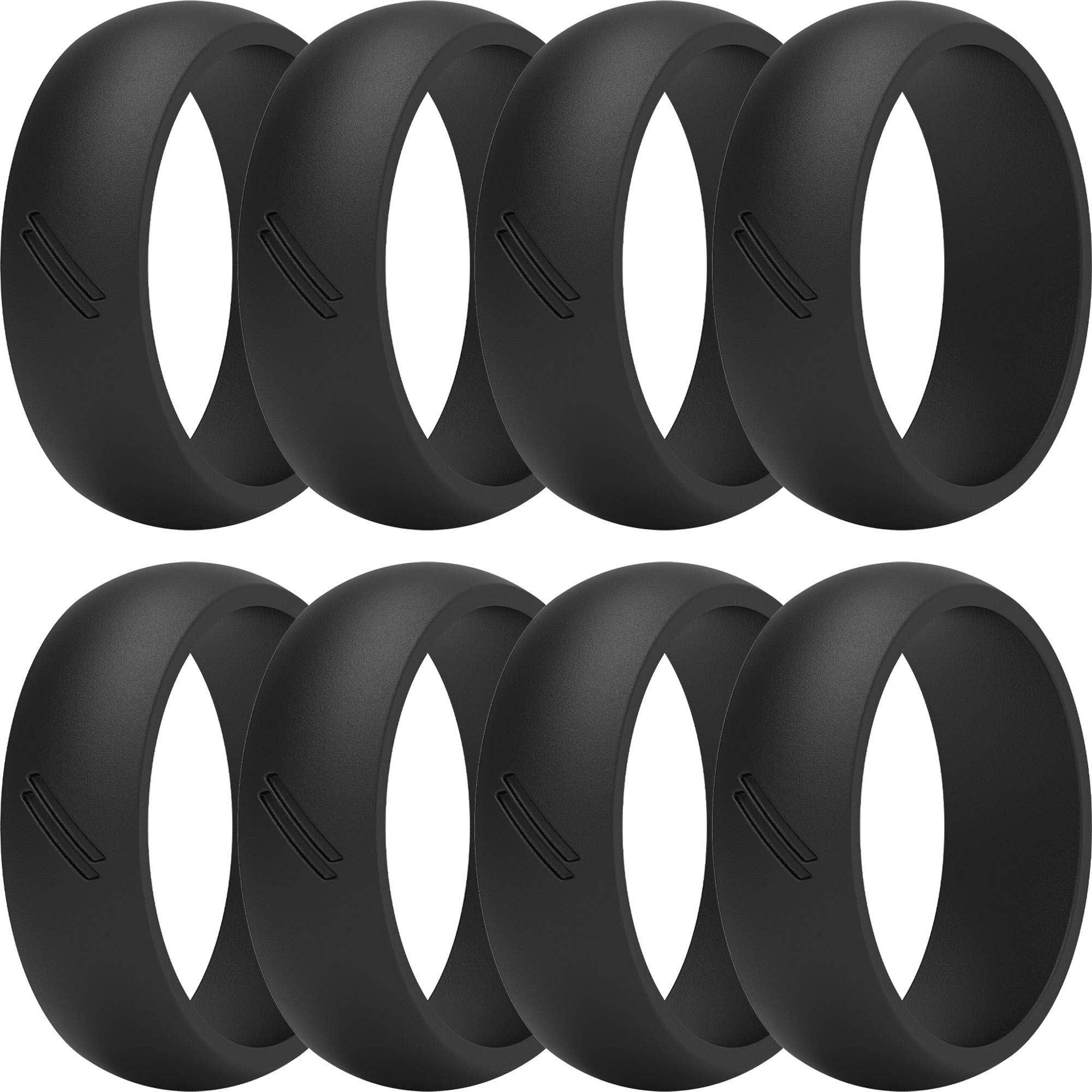 ThunderFit Silicone Wedding Rings for Men - 8 Pack Rubber Engagement Bands, 8.7mm Wide & 2.5mm Thick - Comfortable, Durable Alternative Metal Rings for Active Lifestyle, Gym, Sports, Travel & Outdoor Activities