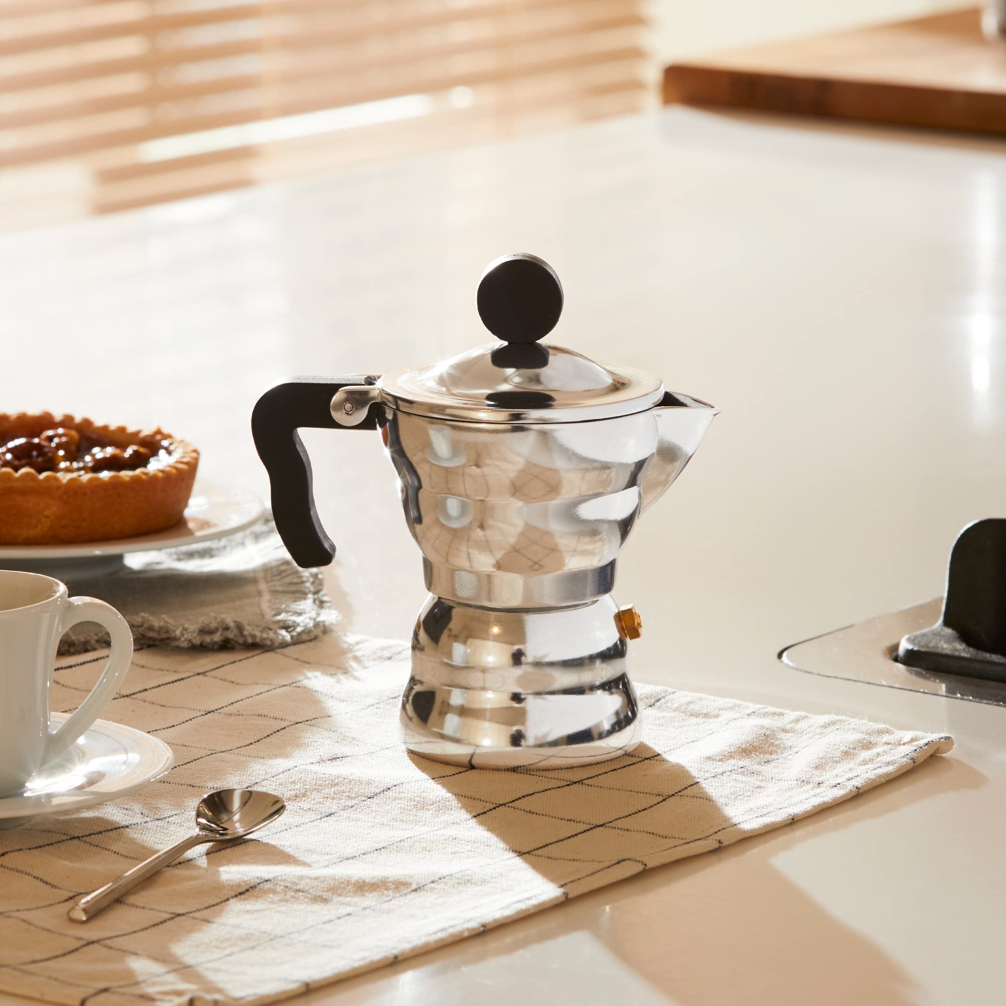 Alessi AAM33 Stovetop Espresso Maker by Alessandro Mendini - 1 Cup Italian Coffee Maker, Black - Perfect for Home, Office & Camping Coffee Brewing