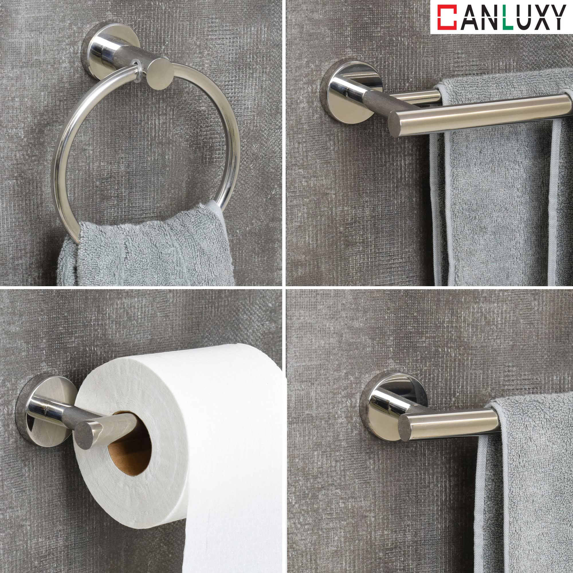 7-Piece Bathroom Hardware Set - Wall Mounted Towel Bar & Rack Set with Polished Finish | Bathroom Accessories for Modern Home Decor & Spa-Like Experience