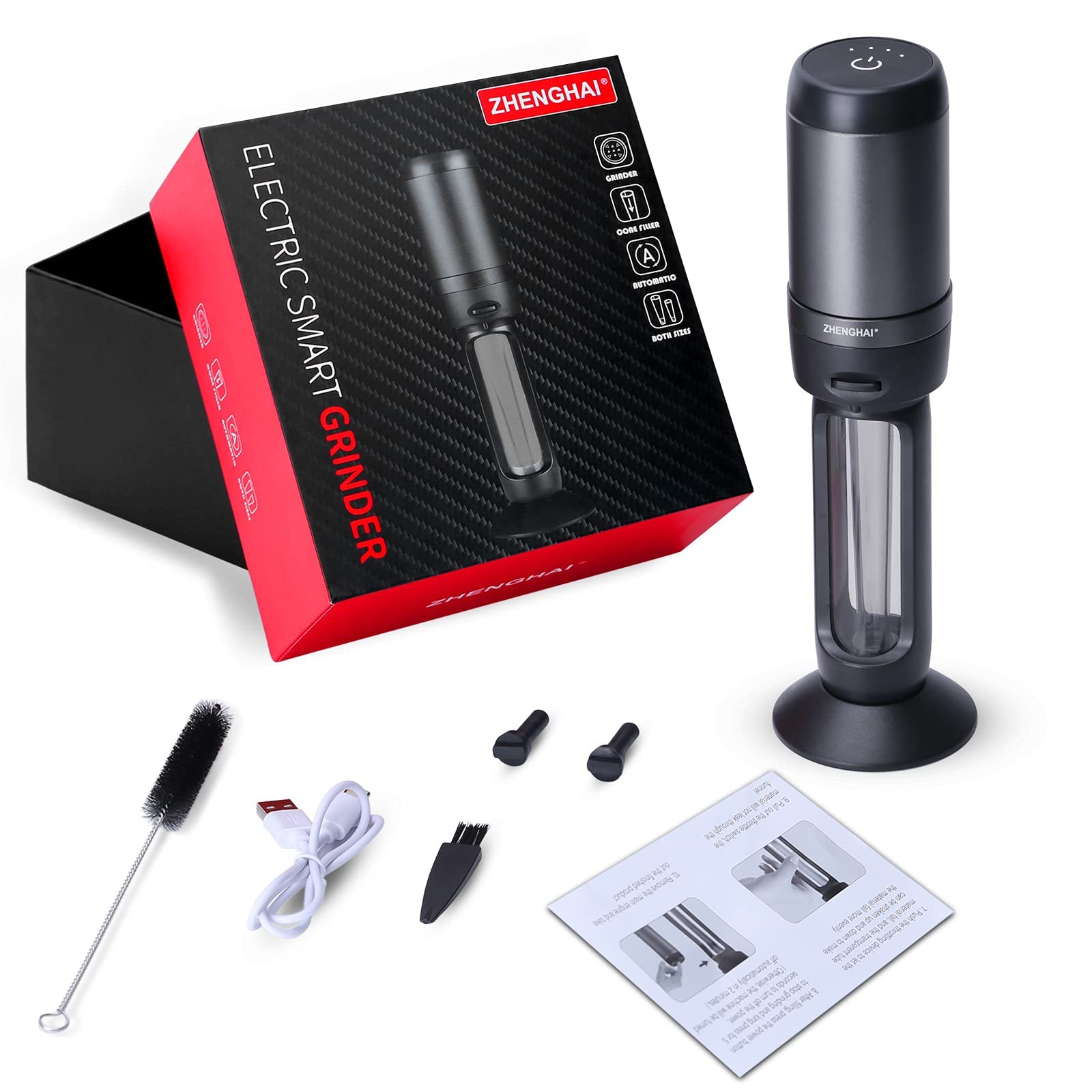 Premium Electric Smart Herb & Spice Grinder - Automatic 2-Way Grinding with Upgraded Sharp Blades for Fine & Fluffy Results (Black) | Perfect for Kitchen, Baking, Coffee & Cooking Enthusiasts