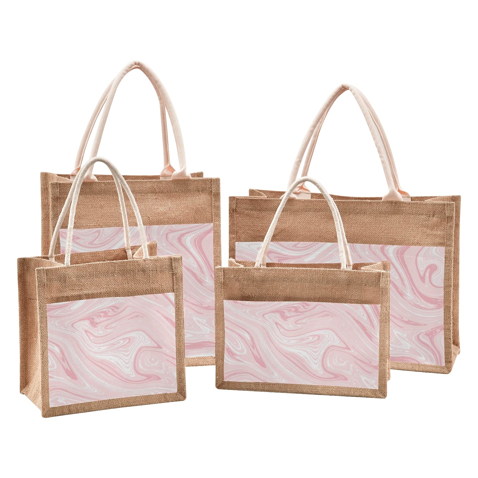 Eco-Friendly Pink Abstract Jute Tote Bag - 4 Sizes Reusable Shopping & Beach Bag with Sturdy Handles | Perfect for Groceries, Farmers Market, Picnics & Summer Outings