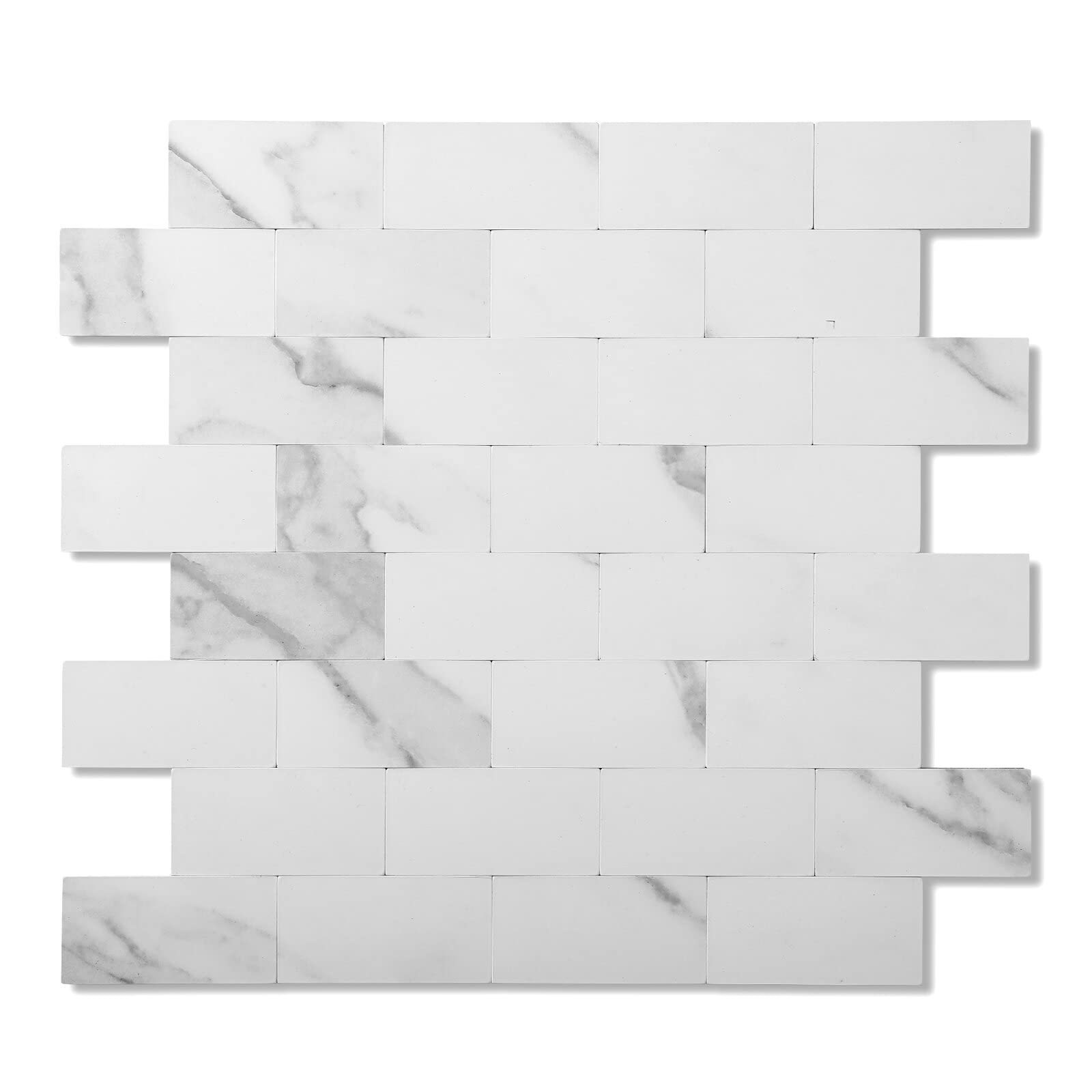 Yipscazo Peel and Stick Metal Tile Backsplash - PVC Kitchen & Bathroom Wall Tiles (12''x12'', Marble White) - Easy DIY Home Renovation for Countertops, Showers & Fireplaces