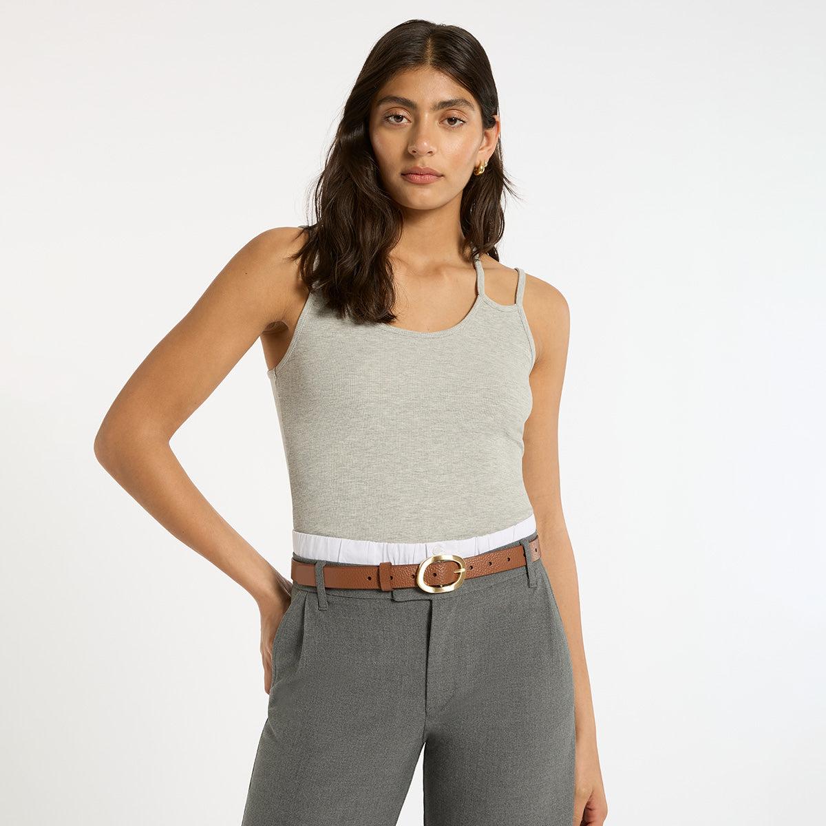 Nocturne Belt - Tan & Gold Leather Waist Belt for Women | Stylish Fashion Accessory for Dresses, Jeans & Office Outfits