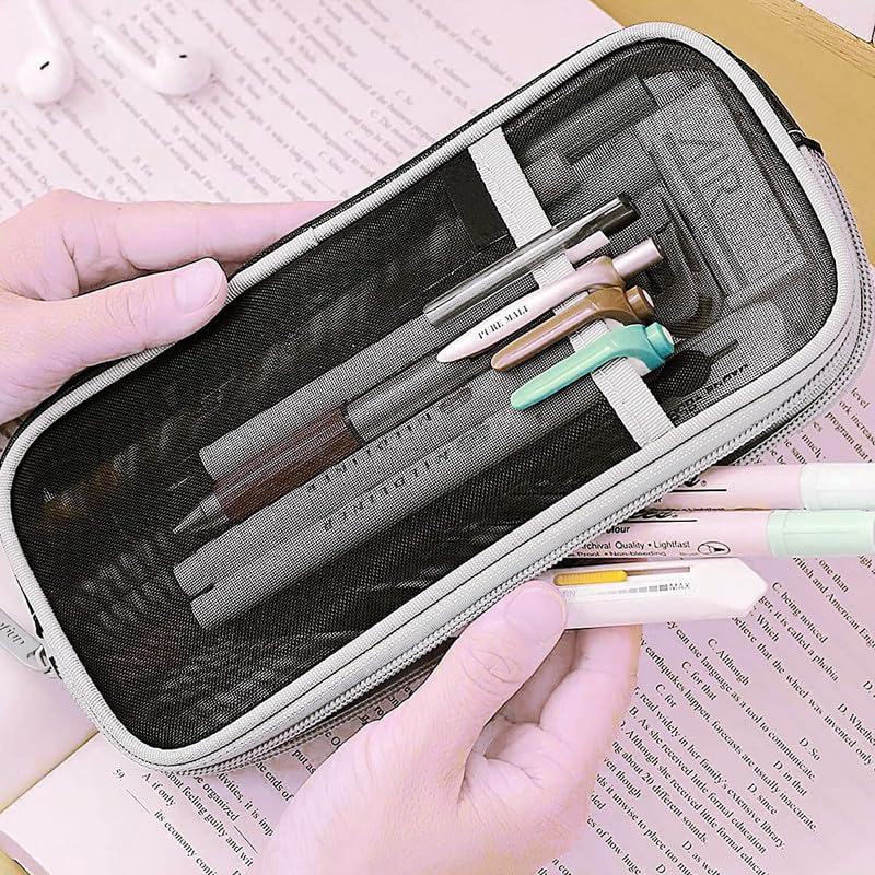Durable Mesh Pencil Case for School & Travel - Multi-Purpose Stationery Organizer for Kids, Teens & Adults | Perfect for Office, College, Backpack & Makeup Storage