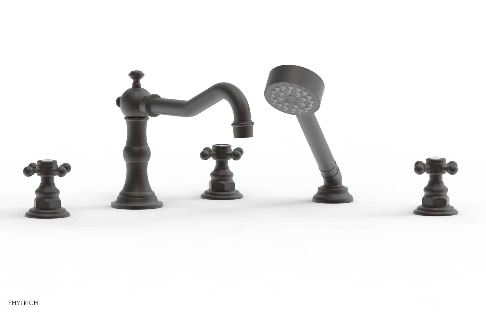 HENRI Deck Mount Tub Set with Hand Shower and Cross Handles - 161 48 - Perfect for Modern Bathroom Renovations and Spa-Like Showower Experience