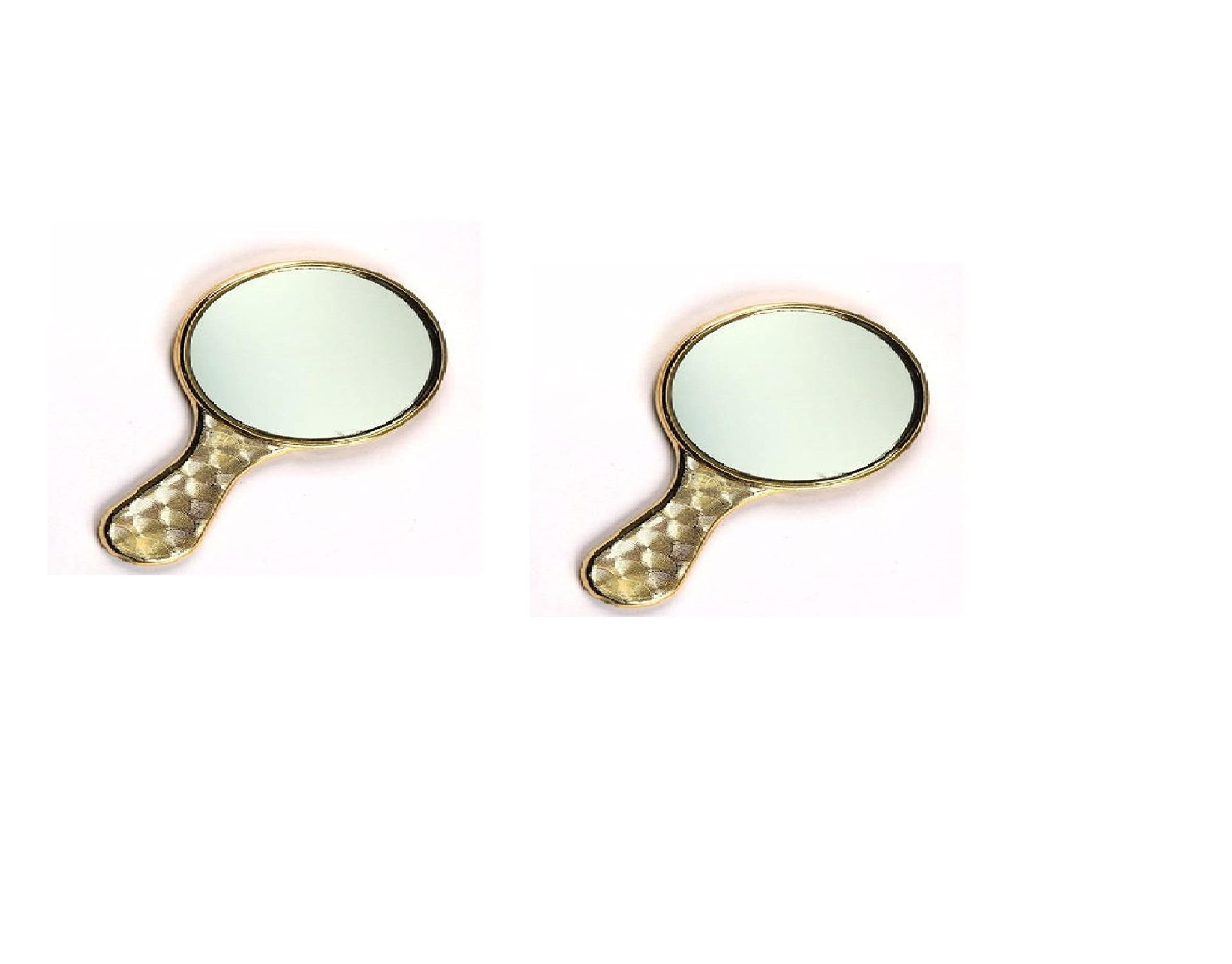 Portable Round Handheld Mirror for Women - Golden Travel Makeup Mirror, Lightweight Vanity Accessory (2 Pack) - Perfect for Home, Travel & On-the-Go Touch Ups