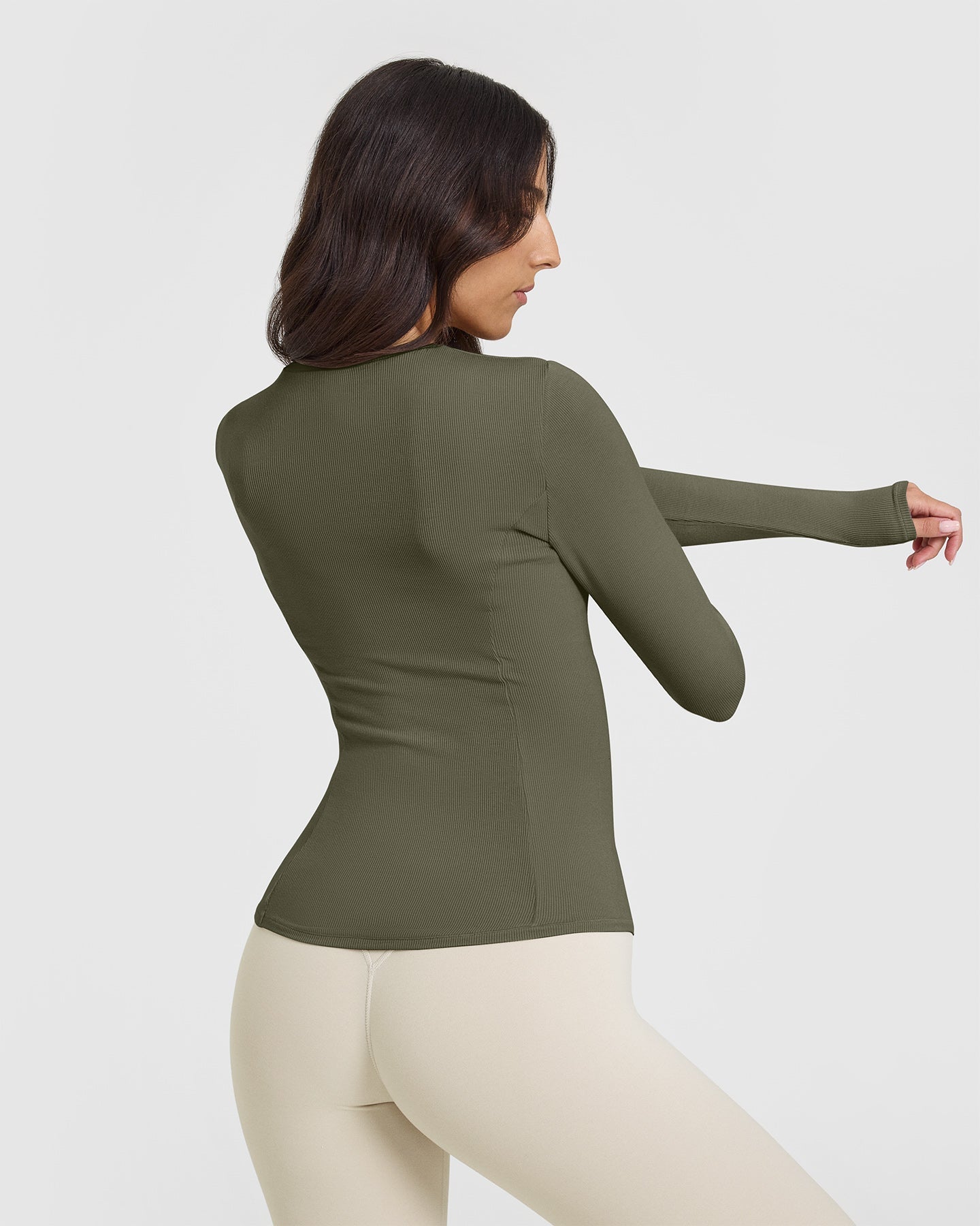 Mellow™ Rib Long Sleeve Top for Women - Soft Stretch Alpine Green Knit Shirt | Casual Wear, Layering, Office Outfits & Everyday Comfort
