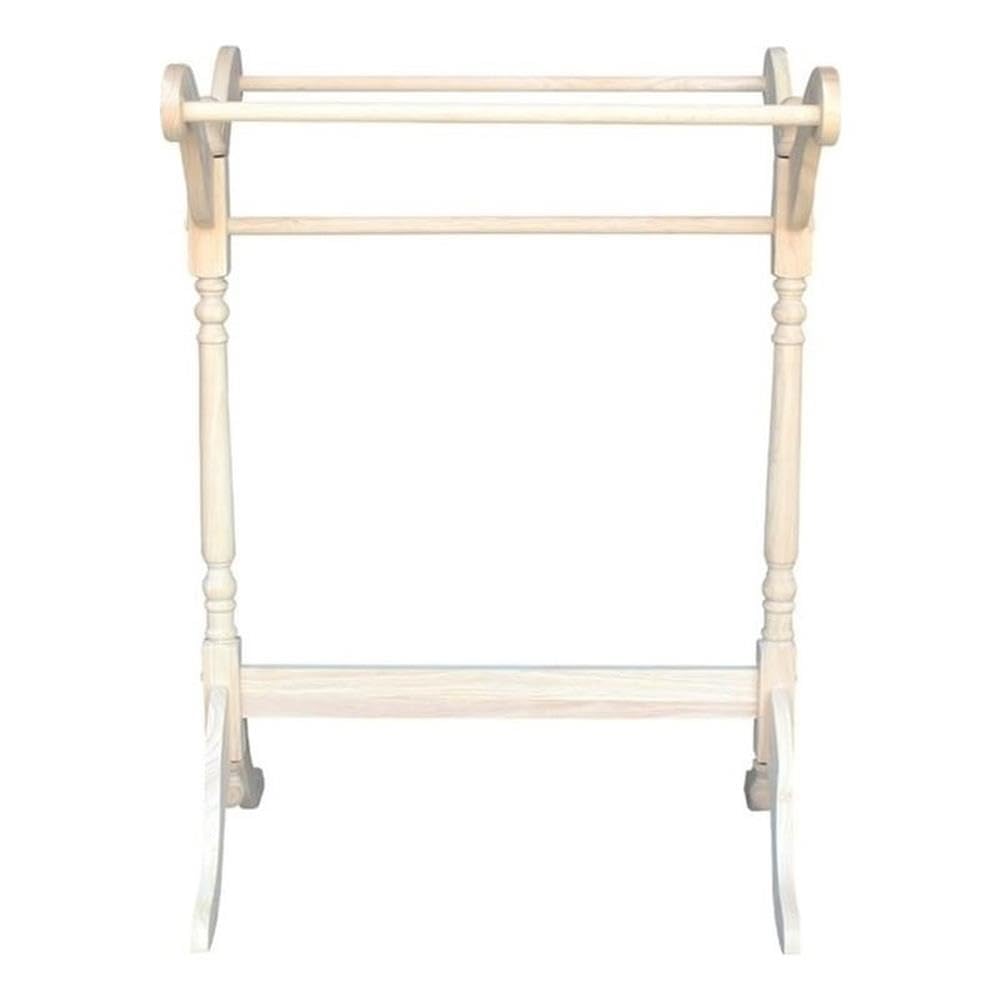 Pemberly Row Traditional Wood Quilt Rack with 3 Rails - Off White | Space-Saving Blanket Storage for Bedroom, Living Room & Guest Room