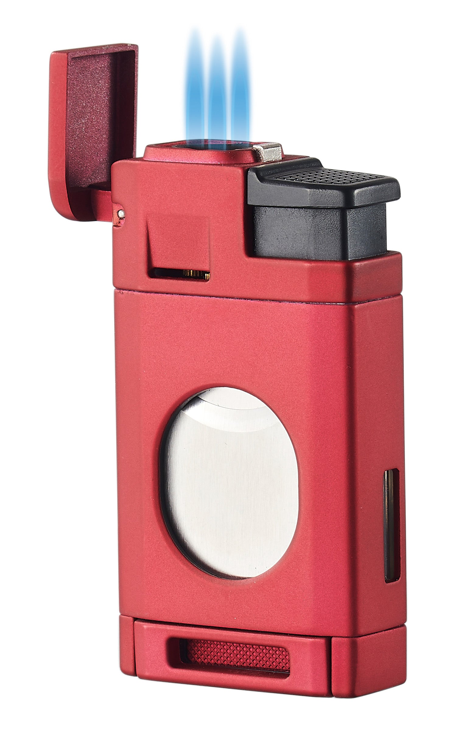 Visol LighCut Red Triple Torch Flame Lighter & Cigar Cutter - Premium Windproof Butane Lighter for Cigars, Cigarettes & Outdoor Use (Camping, BBQ, Hiking)